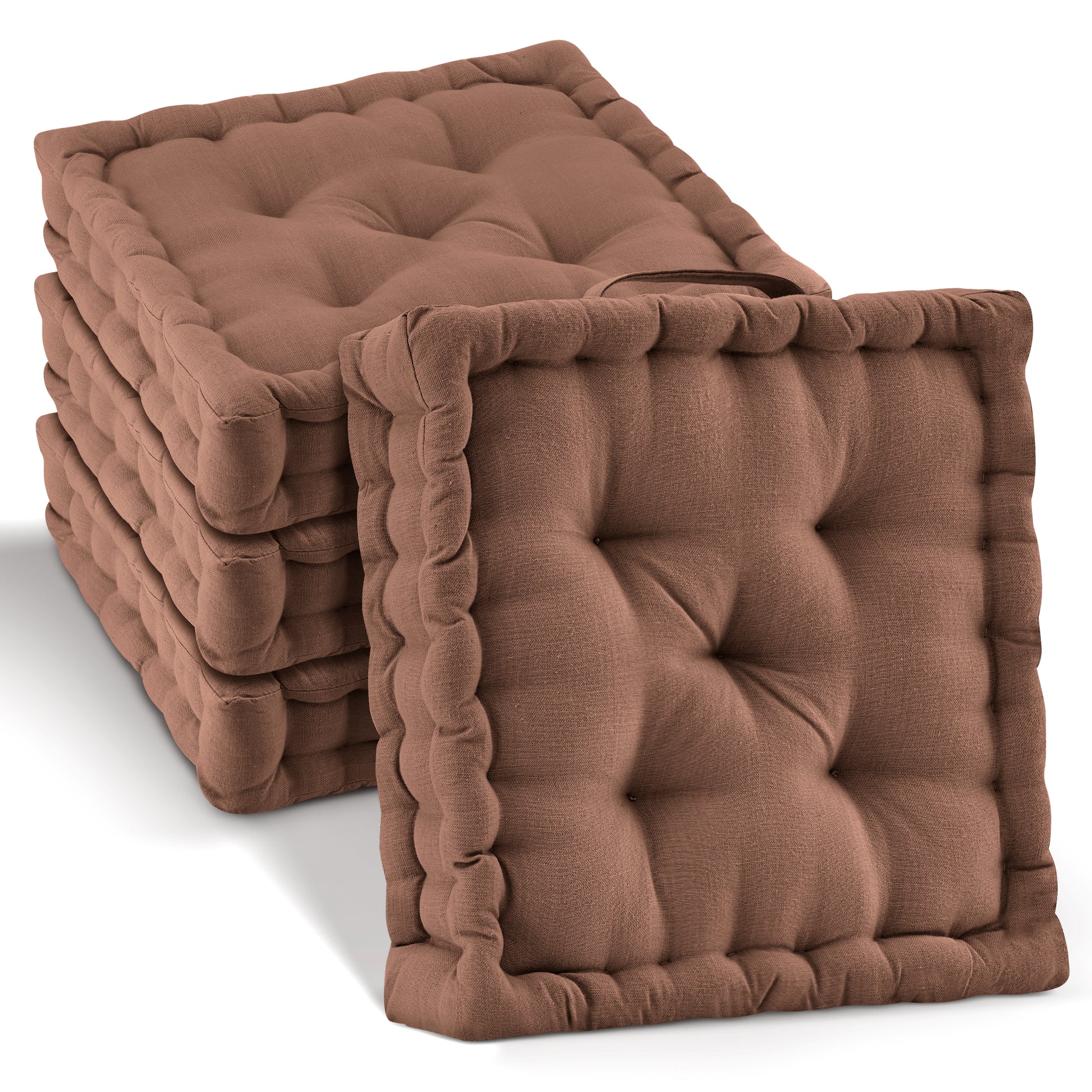 Beautissu Indoor & Outdoor Bodenkissen 50x50x8 cm mit Tragegriff – Sit