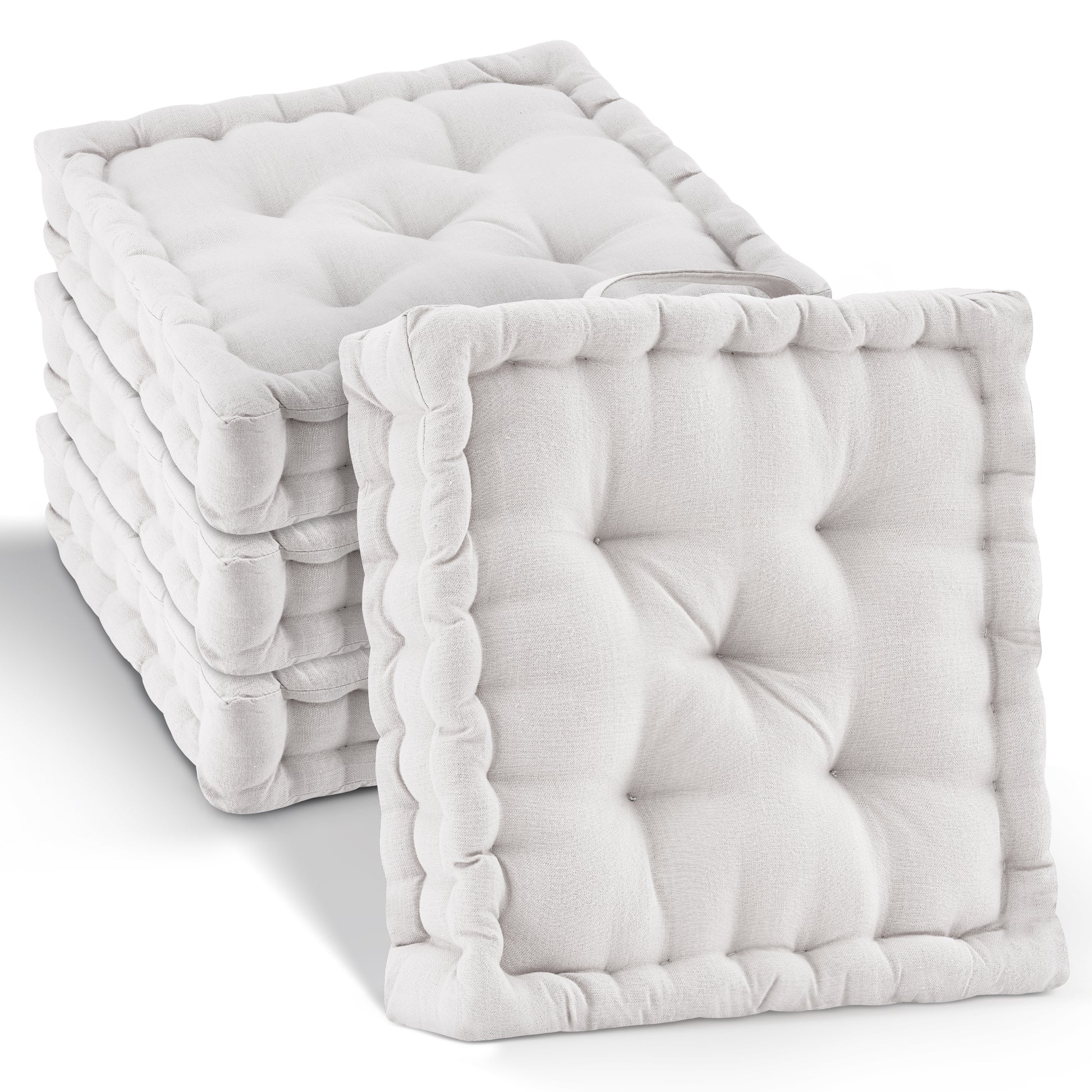 Beautissu Indoor & Outdoor Bodenkissen 50x50x8 cm mit Tragegriff – Sit