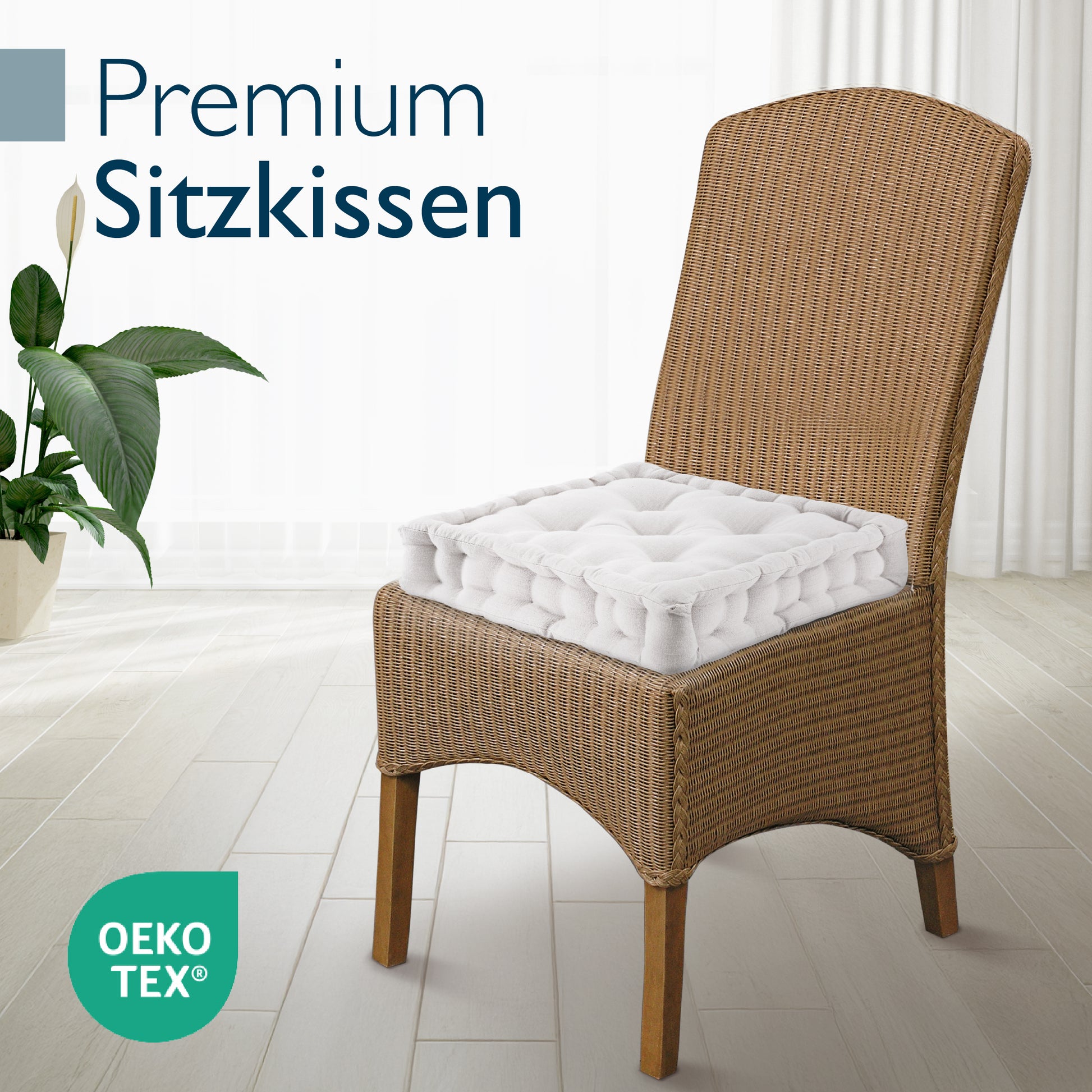 Beautissu Indoor & Outdoor Bodenkissen 50x50x8 cm mit Tragegriff – Sit
