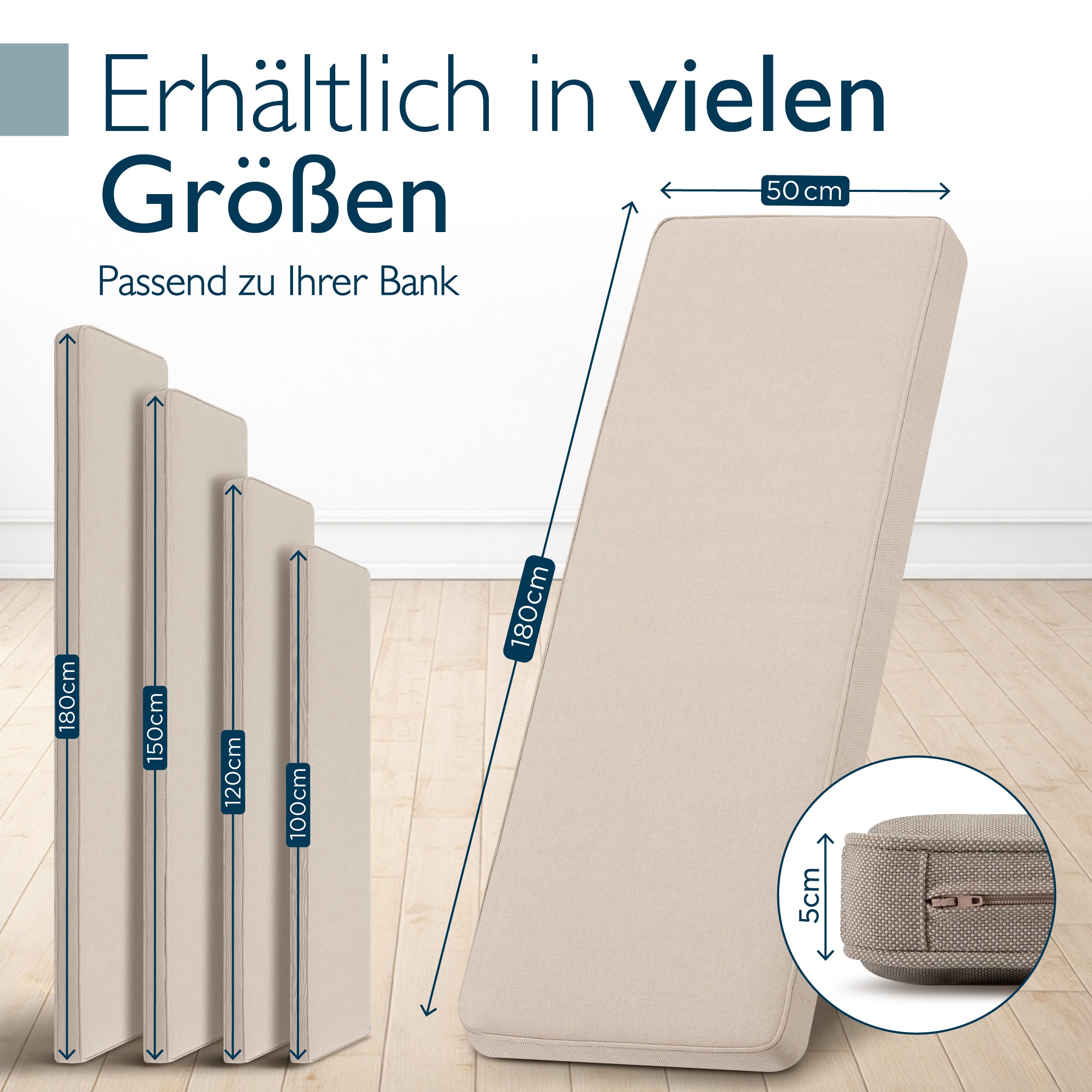 Beautissu 100% Wasserdicht Outdoor Gartenbank Sitzkissen 5 cm dick – B