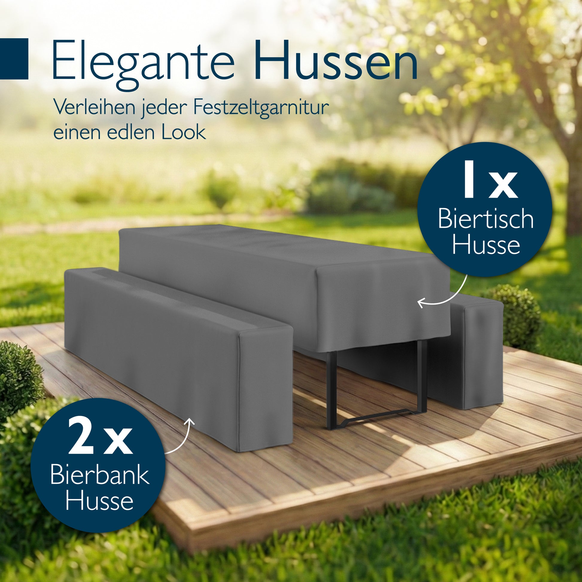 Beautissu 3tlg. Premium Hussen für Bierzeltgarnitur 200x50/70 cm – Bie