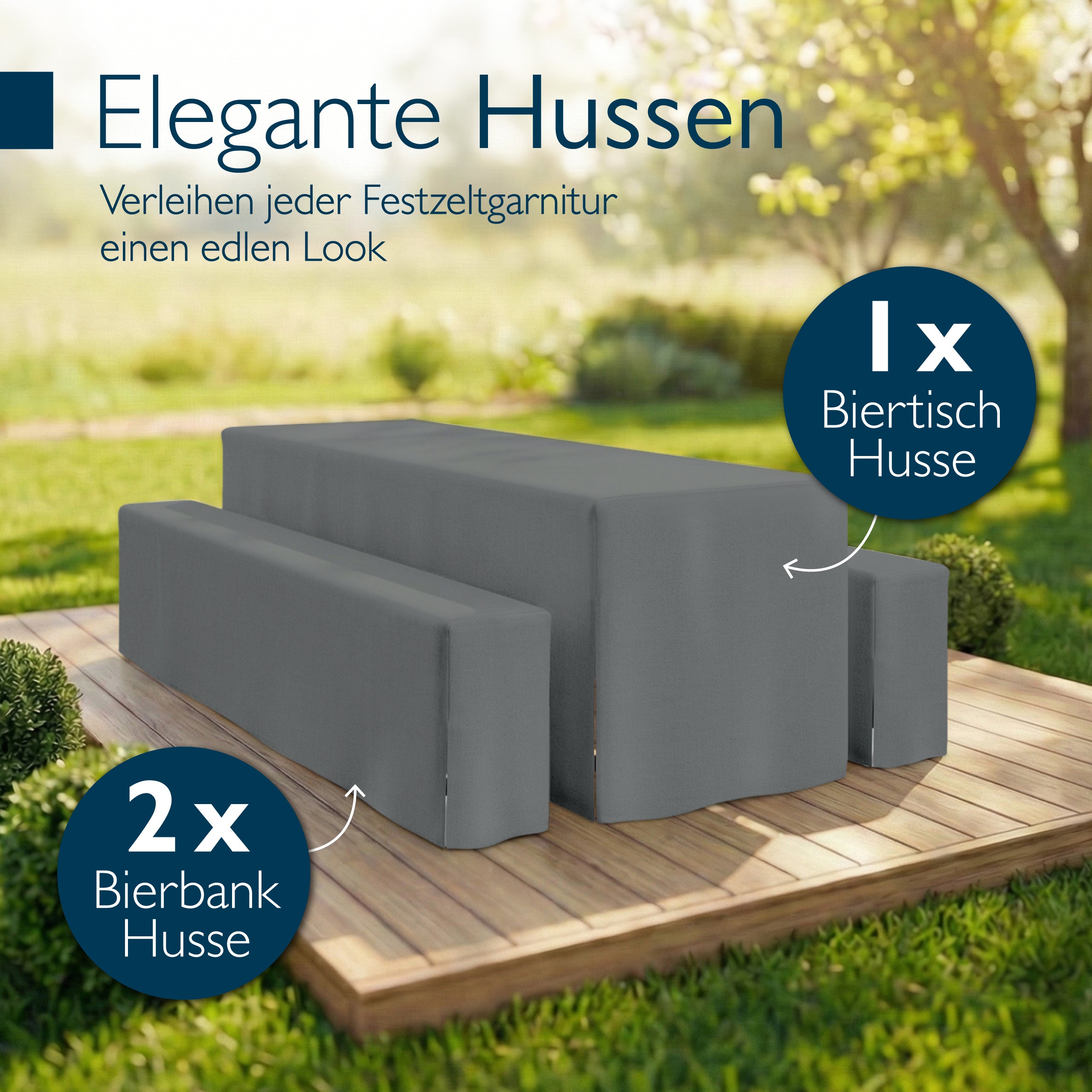 Beautissu 3tlg. Premium Hussen für Bierzeltgarnitur 200x50/70 cm – Bie