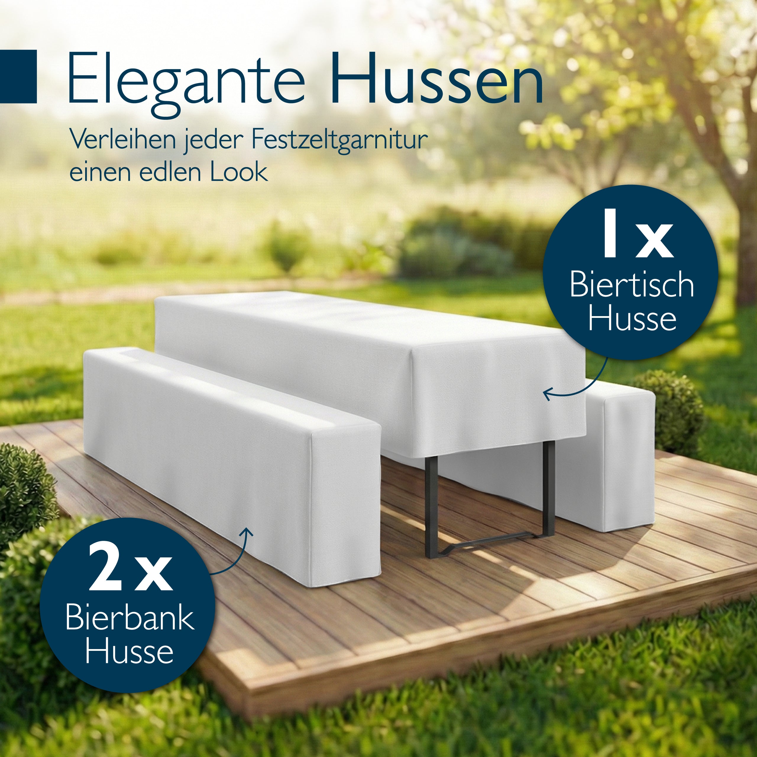 Beautissu 3tlg. Premium Hussen für Bierzeltgarnitur 200x50/70 cm – Bie