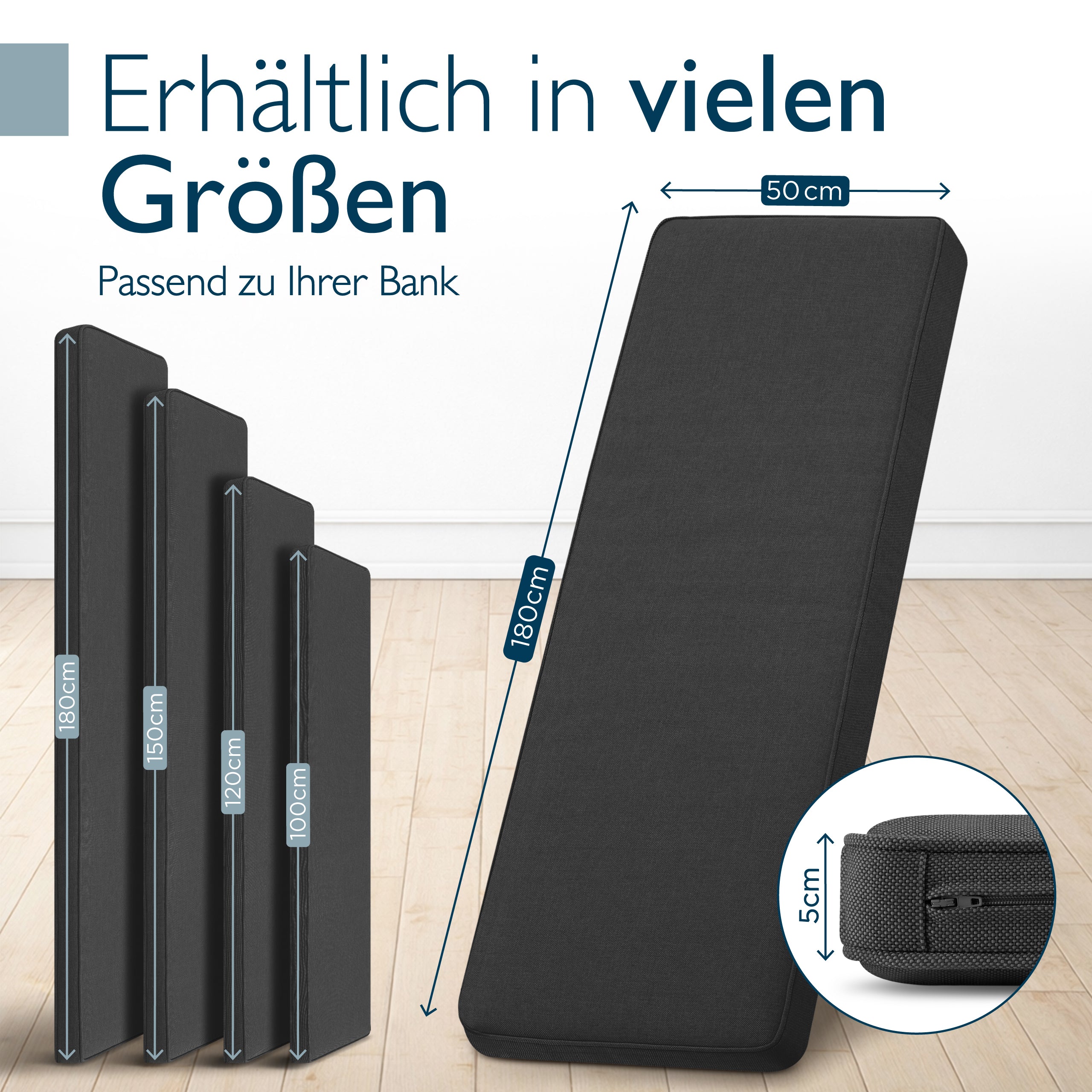 Beautissu 100% Wasserdicht Outdoor Gartenbank Sitzkissen 5 cm dick – B