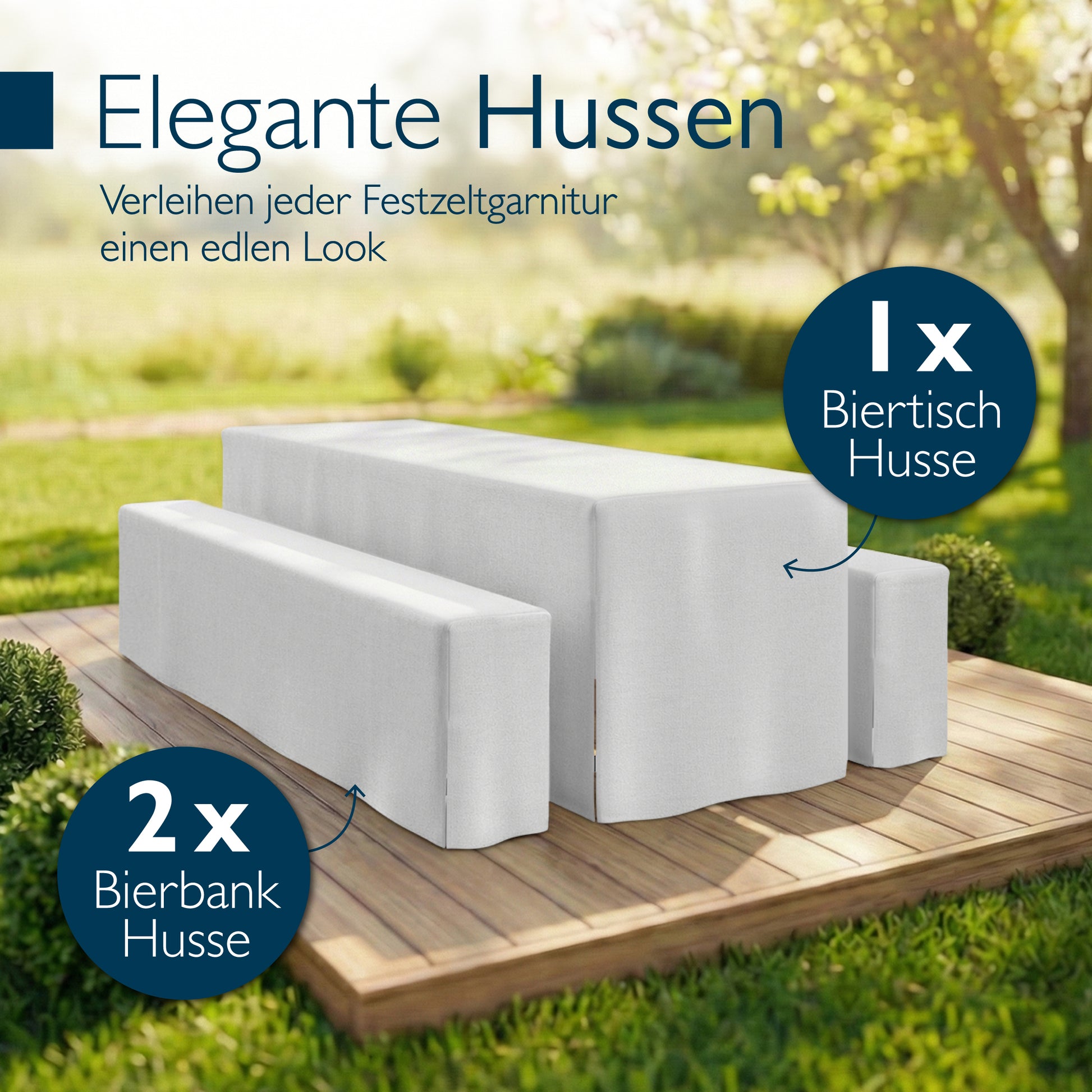Beautissu 3tlg. Premium Hussen für Bierzeltgarnitur 200x50/70 cm – Bie