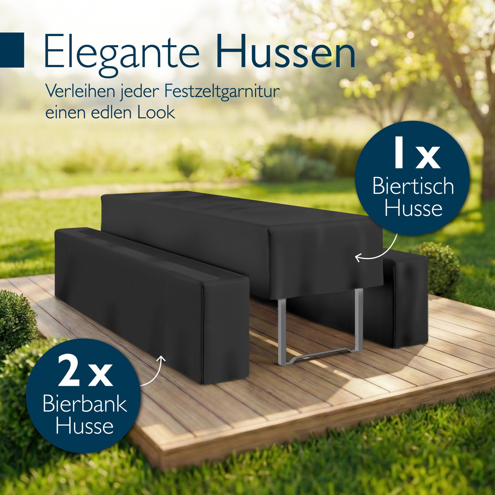 Beautissu 3tlg. Premium Hussen für Bierzeltgarnitur 200x50/70 cm – Bie