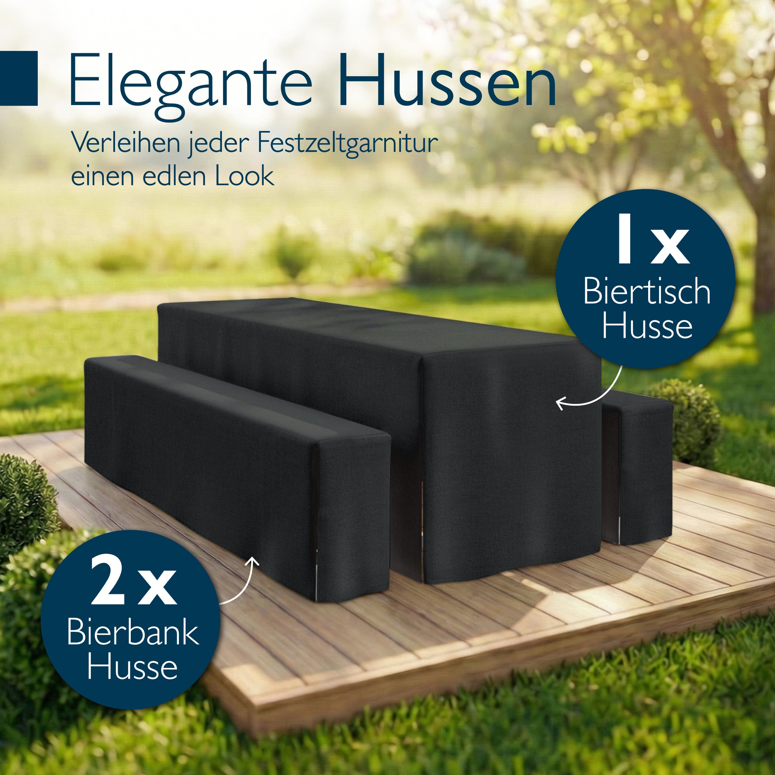 Beautissu 3tlg. Premium Hussen für Bierzeltgarnitur 200x50/70 cm – Bie