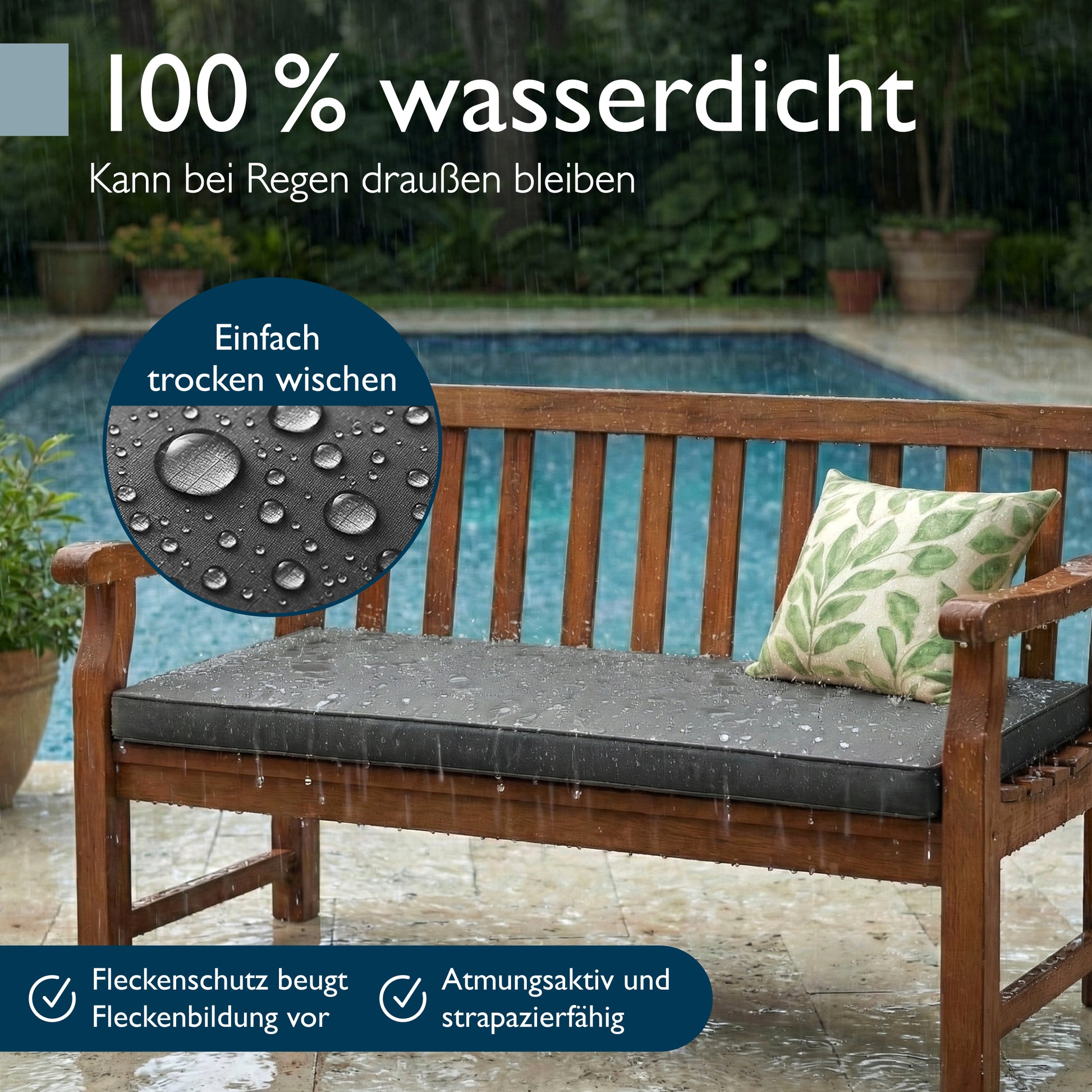 Beautissu 100% Wasserdicht Outdoor Gartenbank Sitzkissen 5 cm dick – B