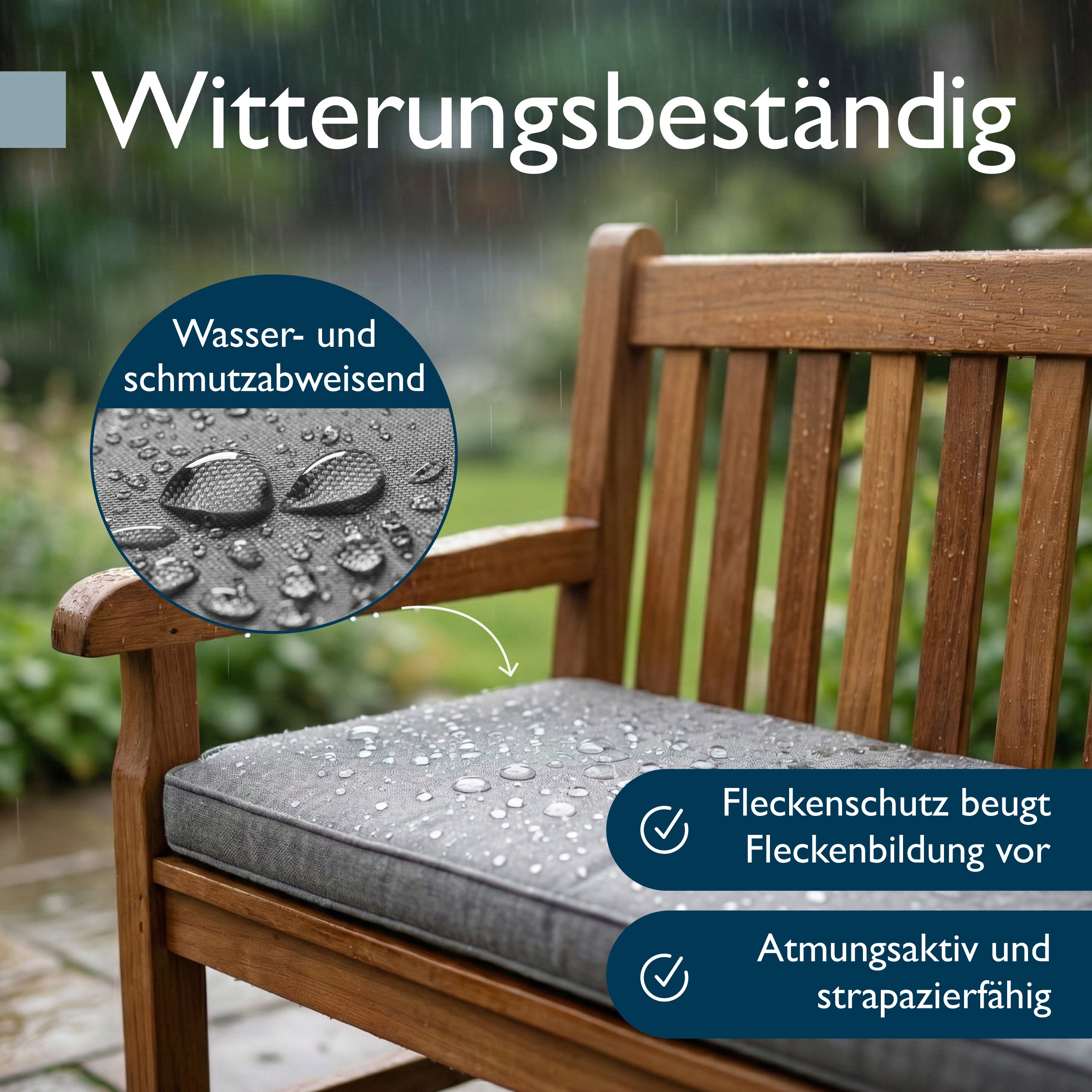 Beautissu Wetterfestes Outdoor Gartenbank Sitzkissen 5 cm dick – Banka