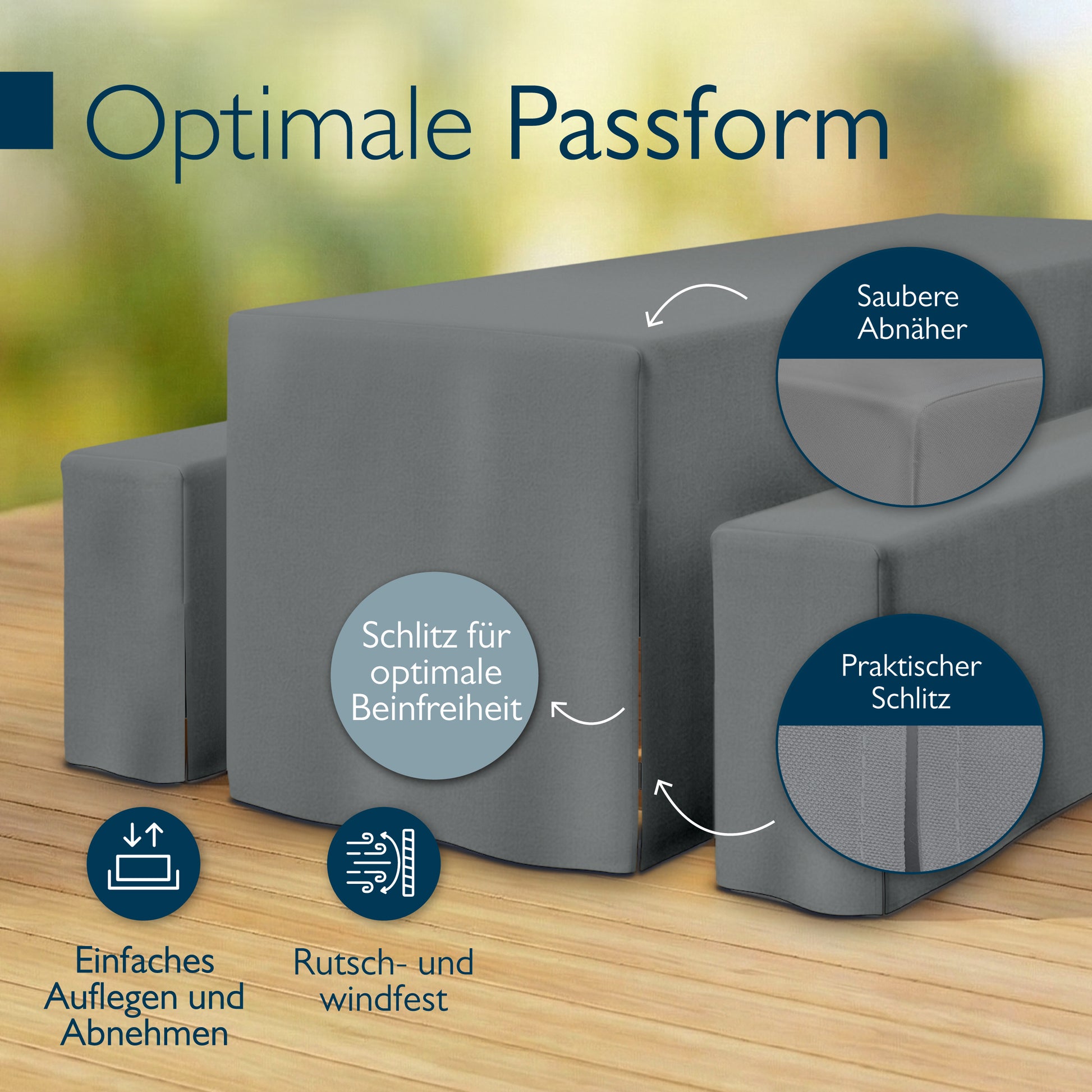 Beautissu 3tlg. Premium Hussen für Bierzeltgarnitur 200x50/70 cm – Bie