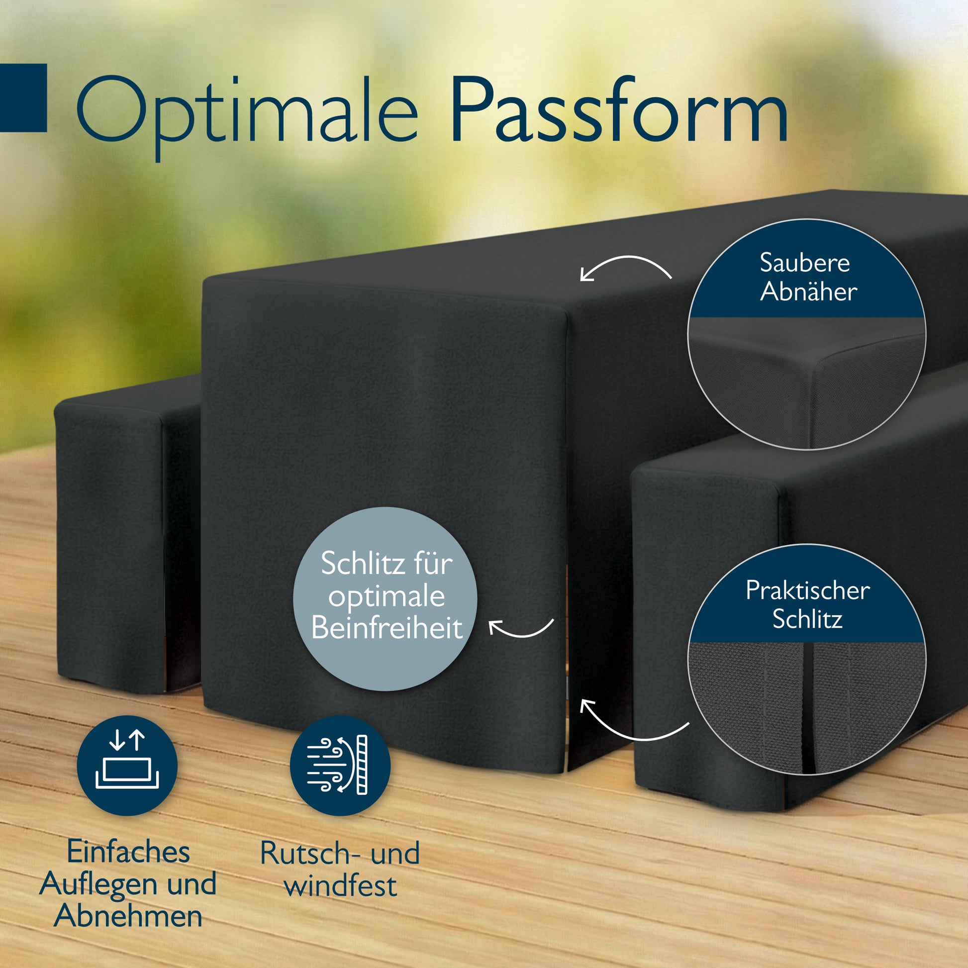 Beautissu 3tlg. Premium Hussen für Bierzeltgarnitur 200x50/70 cm – Bie