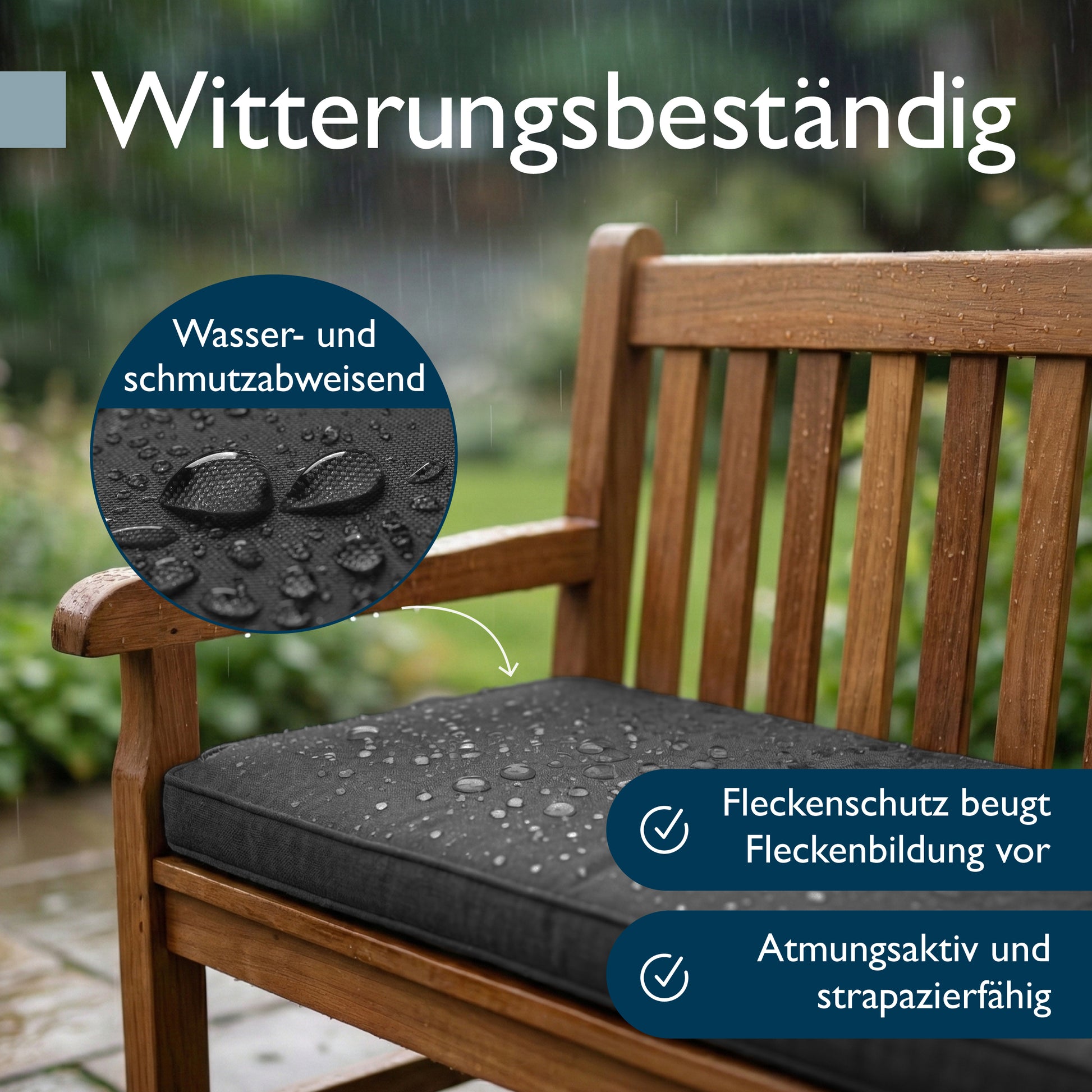 Beautissu Wetterfestes Outdoor Gartenbank Sitzkissen 5 cm dick – Banka