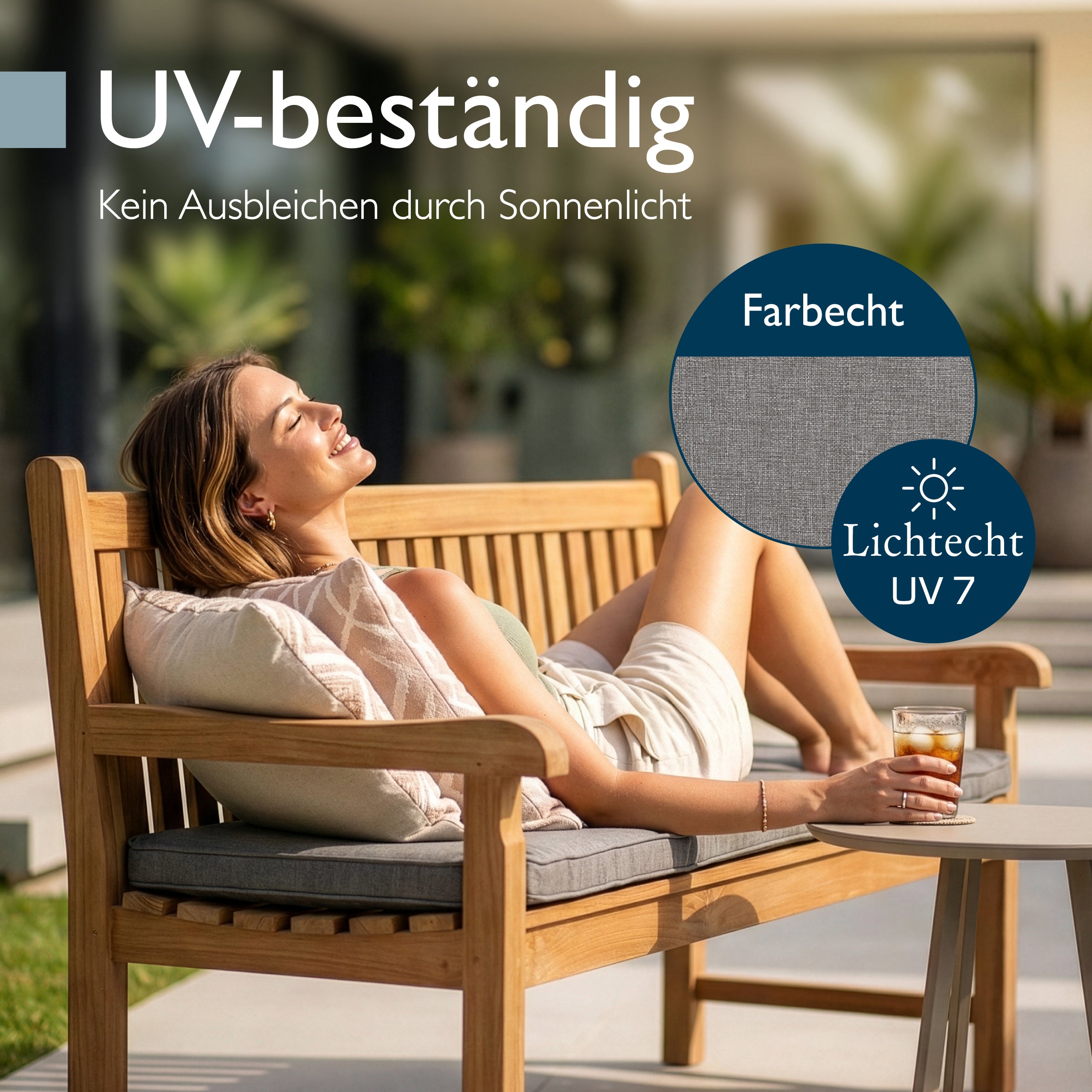 Beautissu Wetterfestes Outdoor Gartenbank Sitzkissen 5 cm dick – Banka