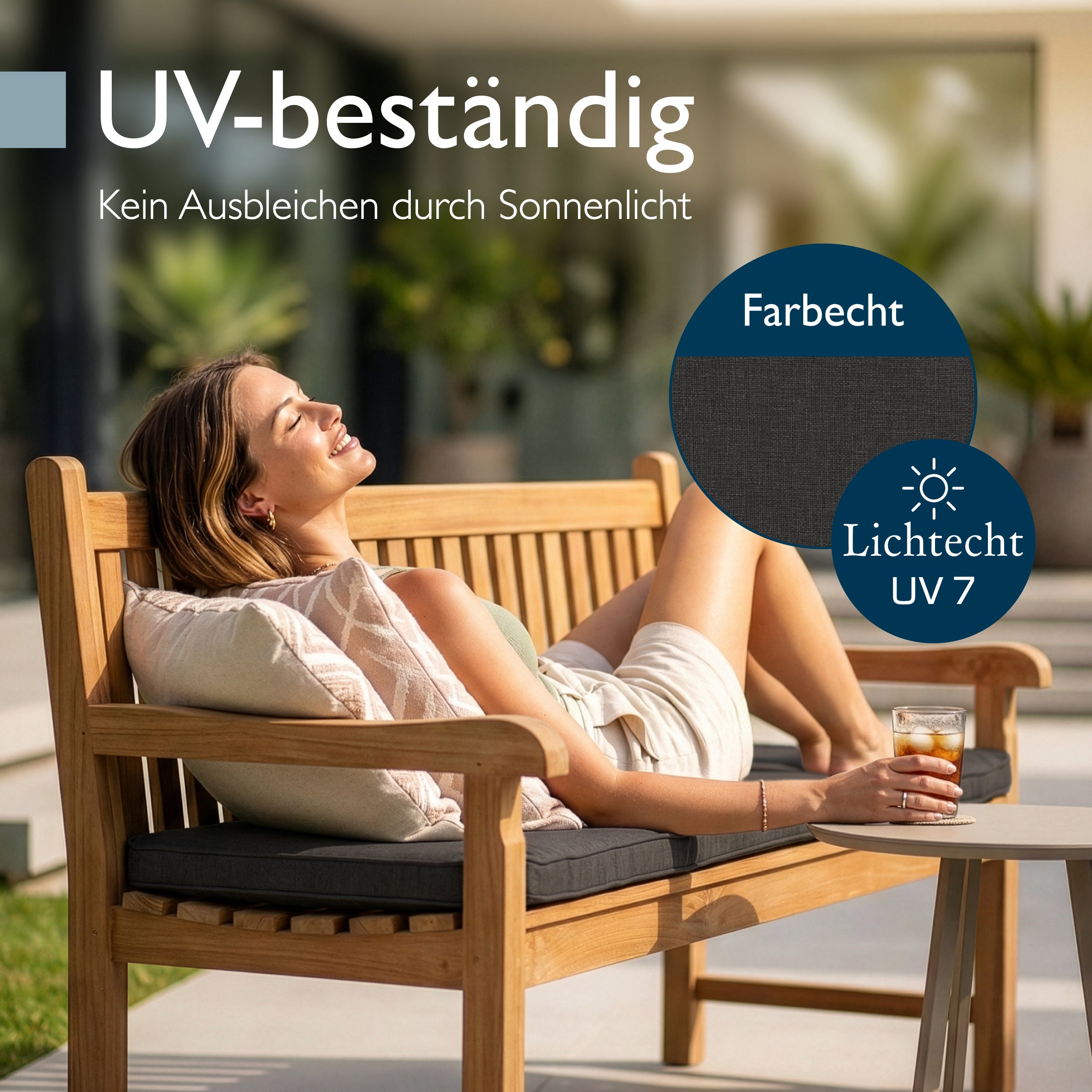 Beautissu Wetterfestes Outdoor Gartenbank Sitzkissen 5 cm dick – Banka