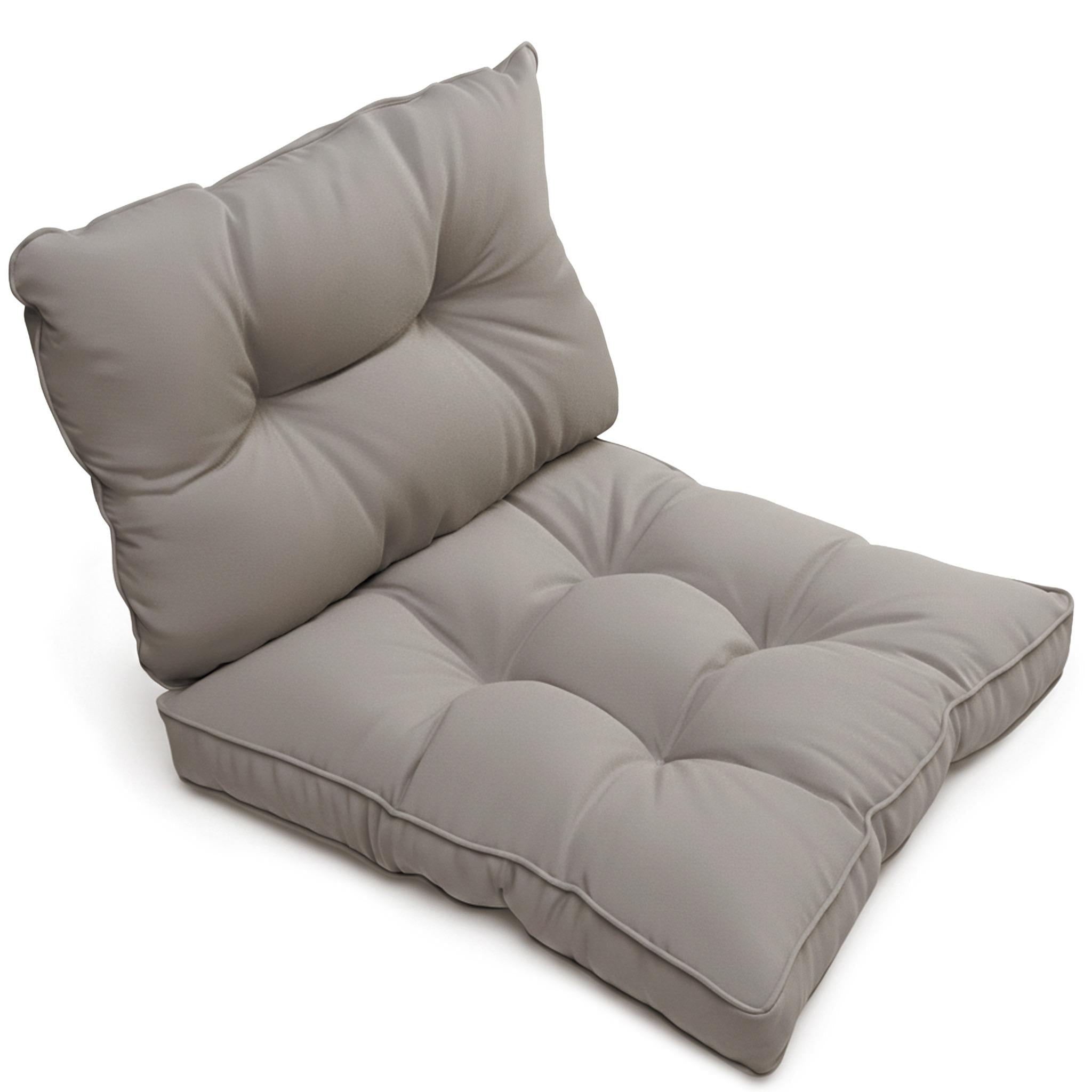 Hellgraue Outdoor Lounge Rückenkissen und Sitzkissen, 10-12 cm dick, wasserabweisend und pflegeleicht
