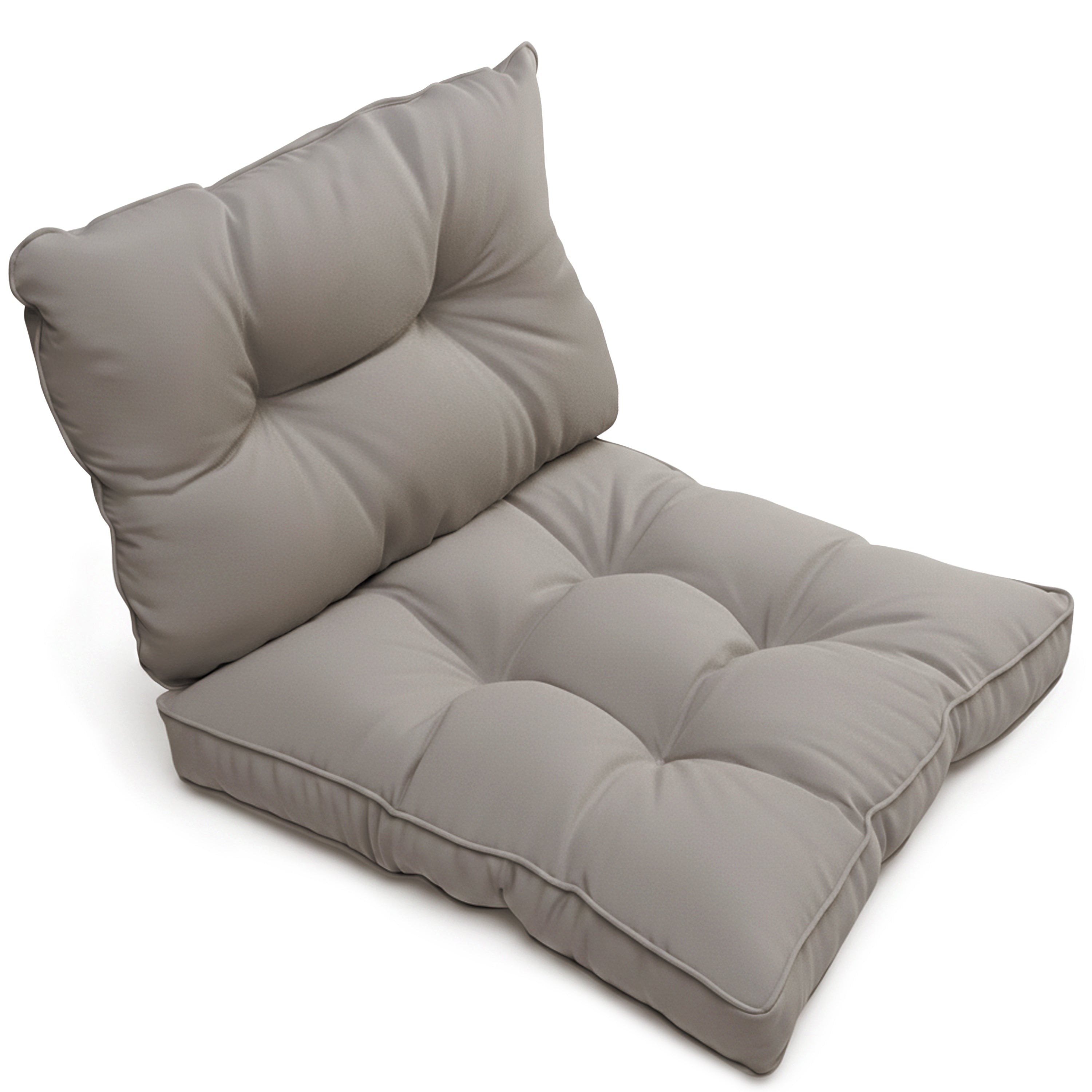 Hellgraues Outdoor Lounge Rückenkissen und Sitzkissen, 10/12 cm dick, wasser- und schmutzabweisend, langlebig und pflegeleicht