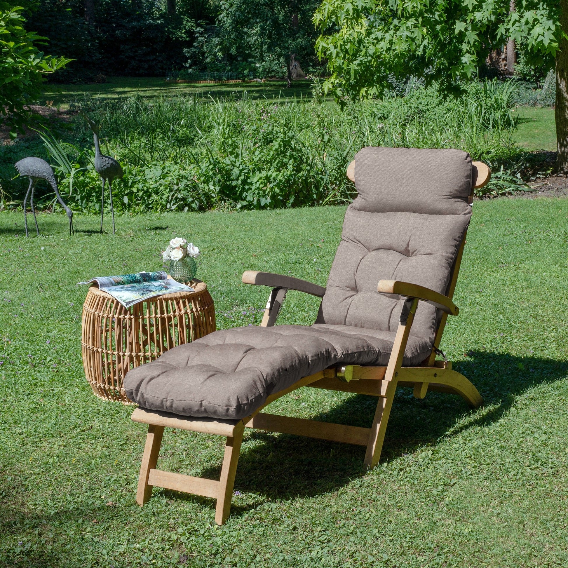 Beautissu Deckchair Auflage für Liegestuhl 175x45x8 cm mit UV-beständigem Polyesterbezug und weicher Schaumflockenfüllung