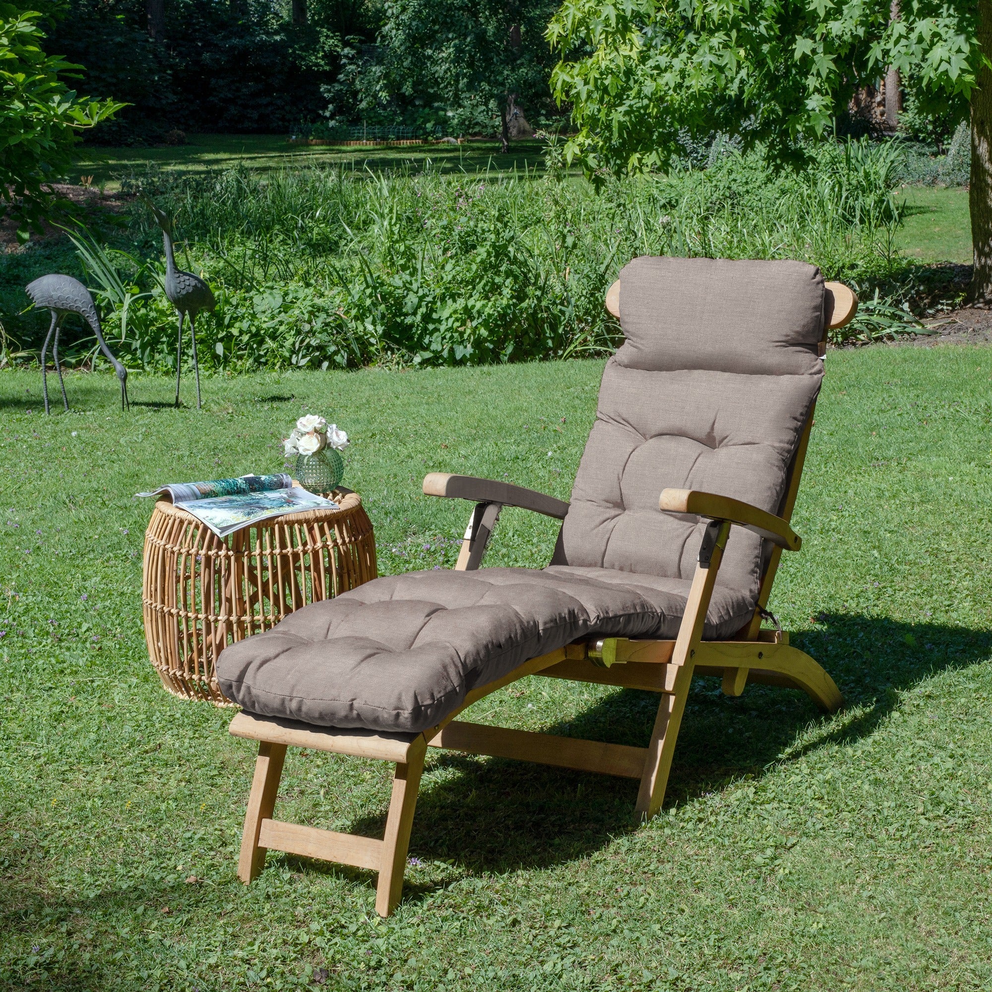 Beautissu Deckchair Auflage für Liegestuhl 175x45x8 cm mit UV-beständigem Polyesterbezug und weicher Schaumflockenfüllung