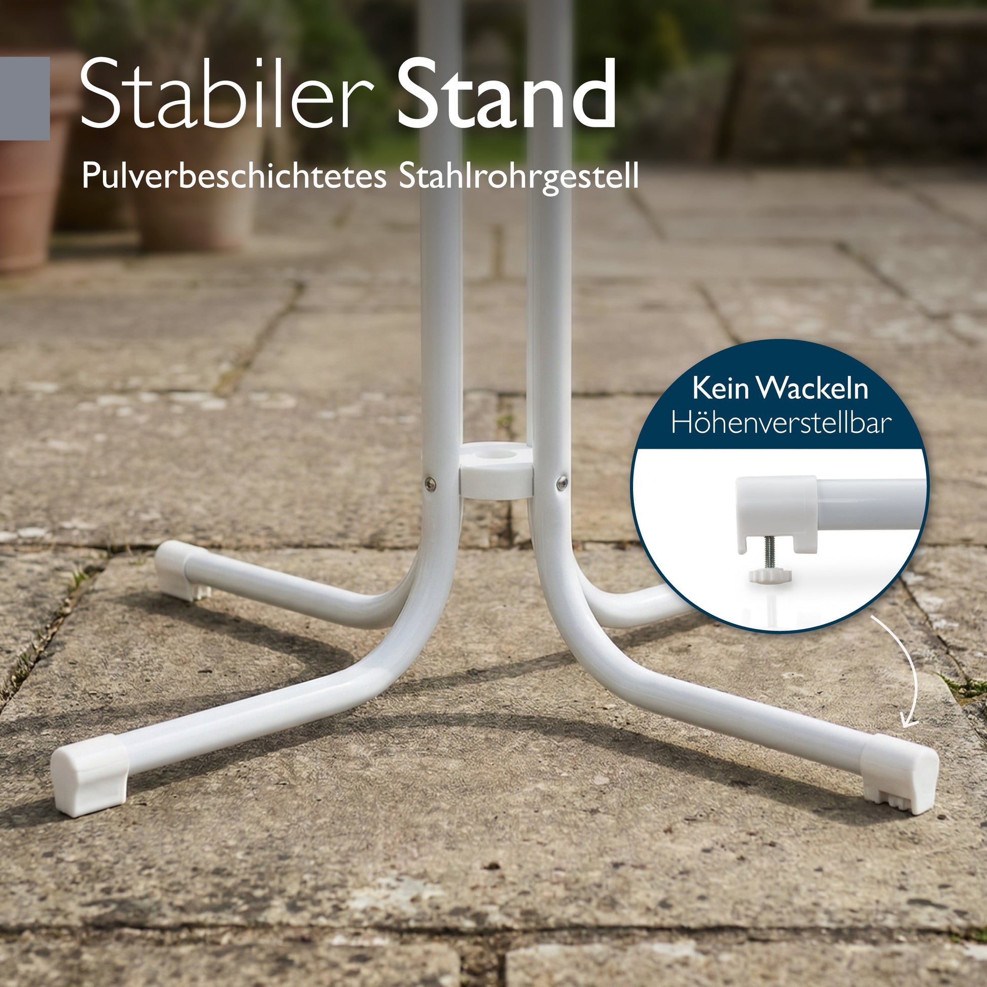 Klappbarer Bistrotisch Bistroni mit wasserfester, kratzfester Tischplatte und stabilem Stahlgestell für Balkon und Garten