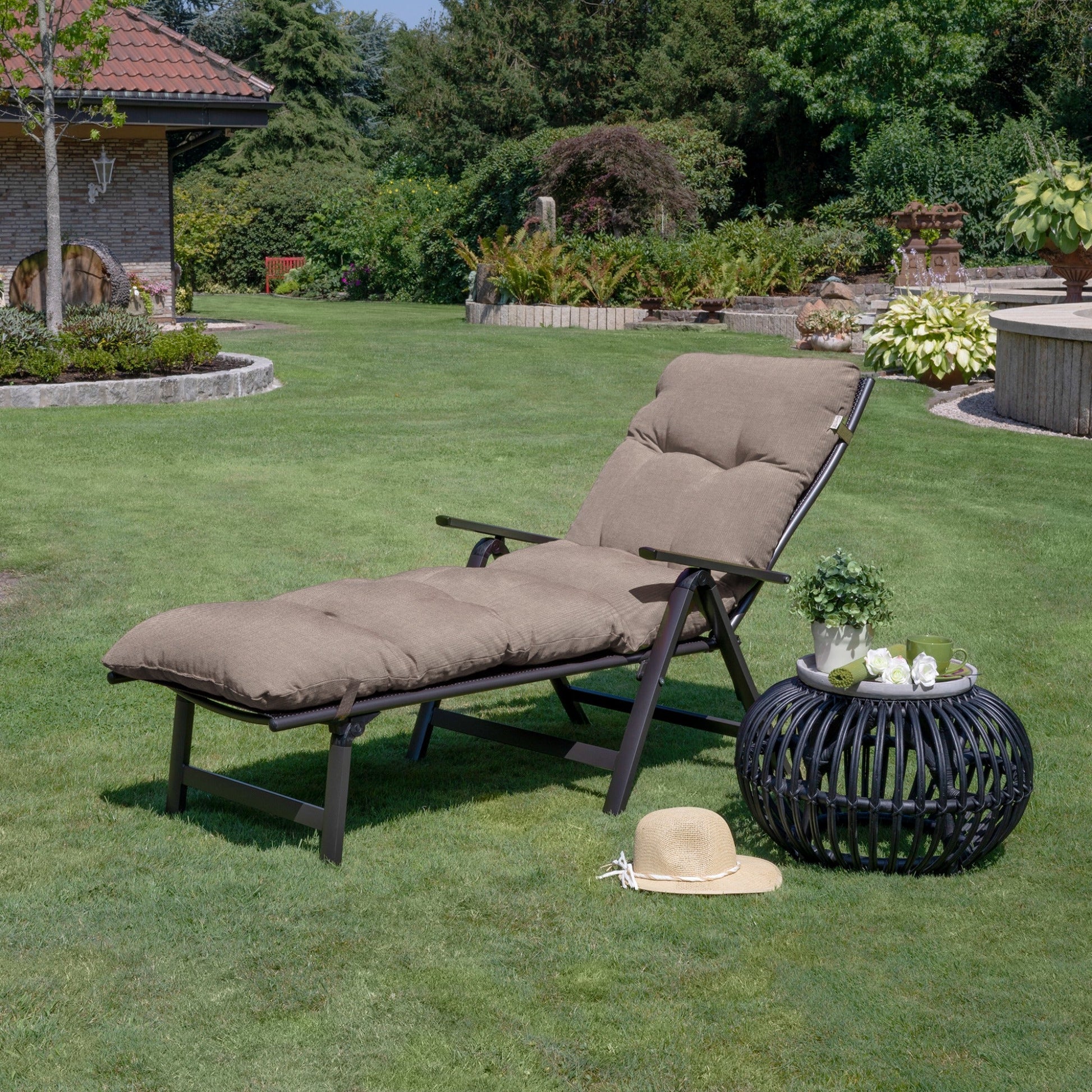 Beautissu Gartenliegenauflage 8 cm Polster für Rollliege UV-beständig und hautfreundlich