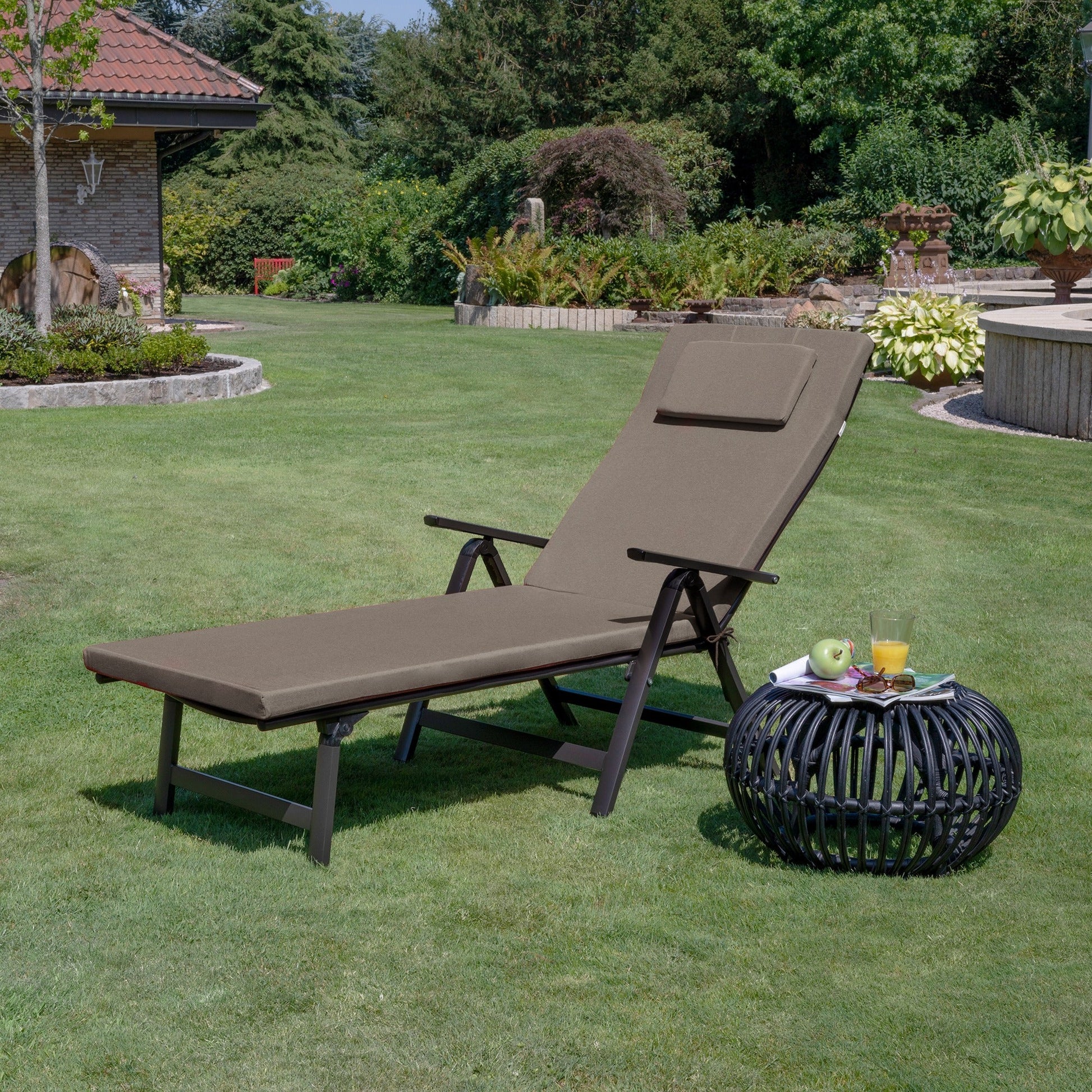 Beautissu Gartenliegenauflage Loft RL 200x60x5 cm mit UV-beständigem, abnehmbarem Polyesterbezug und Polyurethan-Schaumkern für Outdoor Liegestuhl