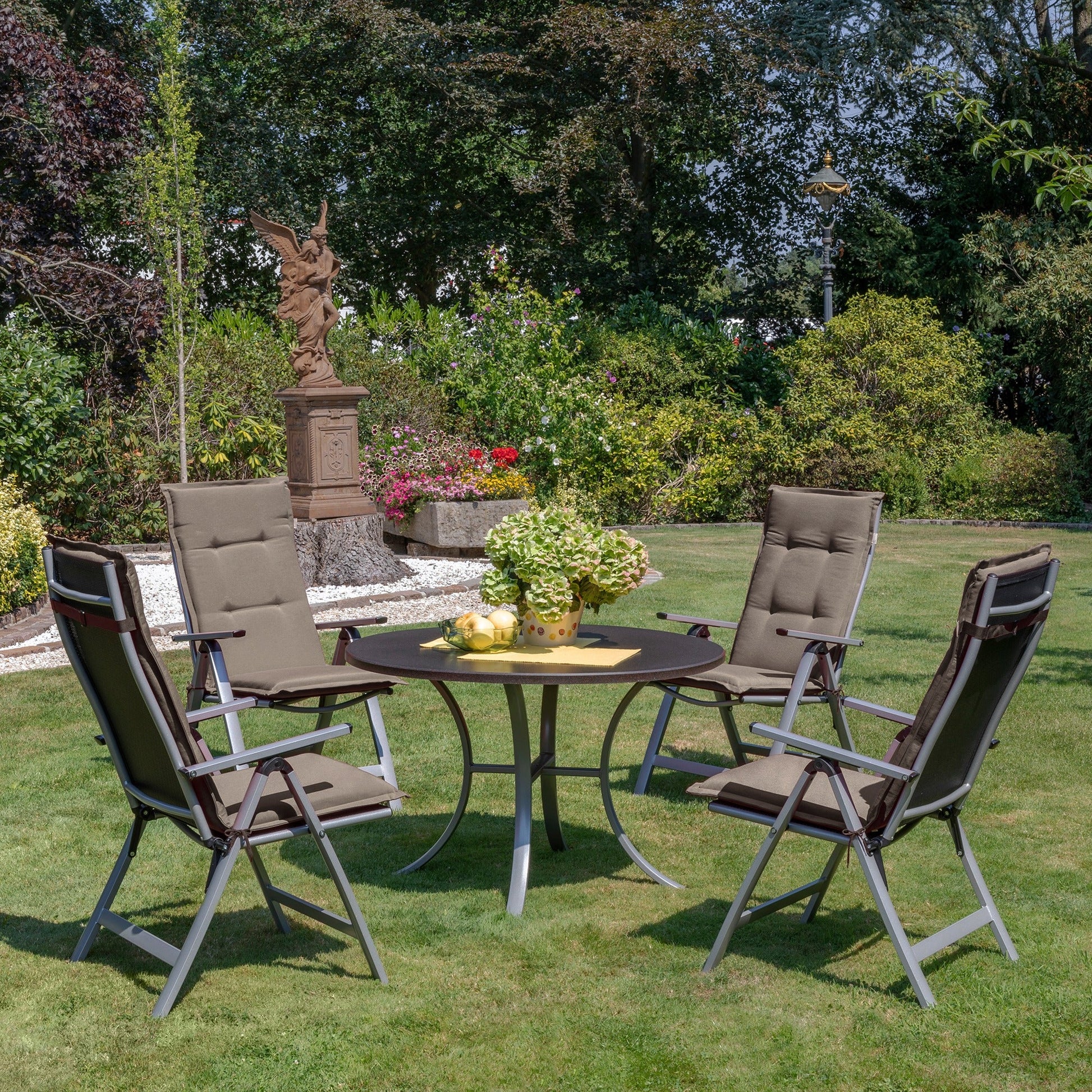 Beautissu Hochlehner Auflage 120x50x6 cm mit weicher Schaumkern-Polsterung und UV-beständigem Polyesterbezug für Gartenstühle