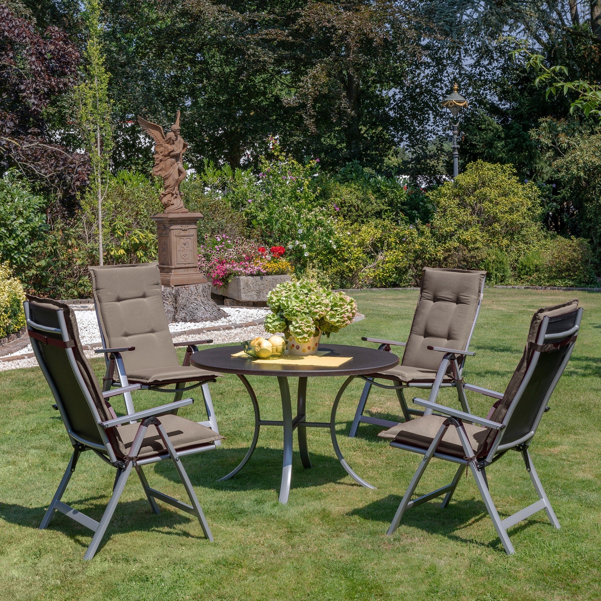 Beautissu Hochlehner Auflage 120x50x6 cm mit weicher Schaumkern-Polsterung und UV-beständigem Polyesterbezug für Gartenstühle
