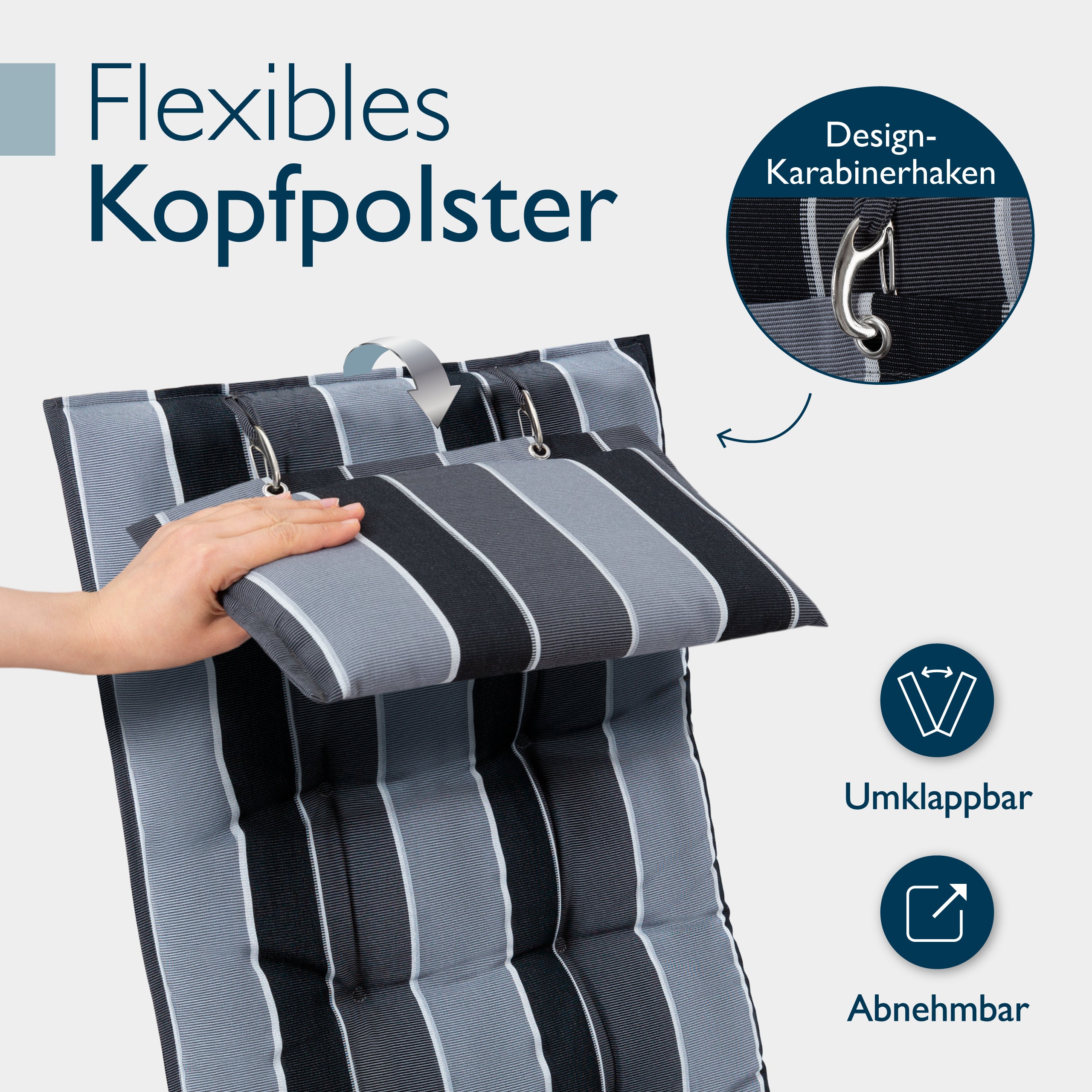 Beautissu Hochlehner Stuhlauflage 120x50x8 cm  – Gartenstuhl Sitzkisse