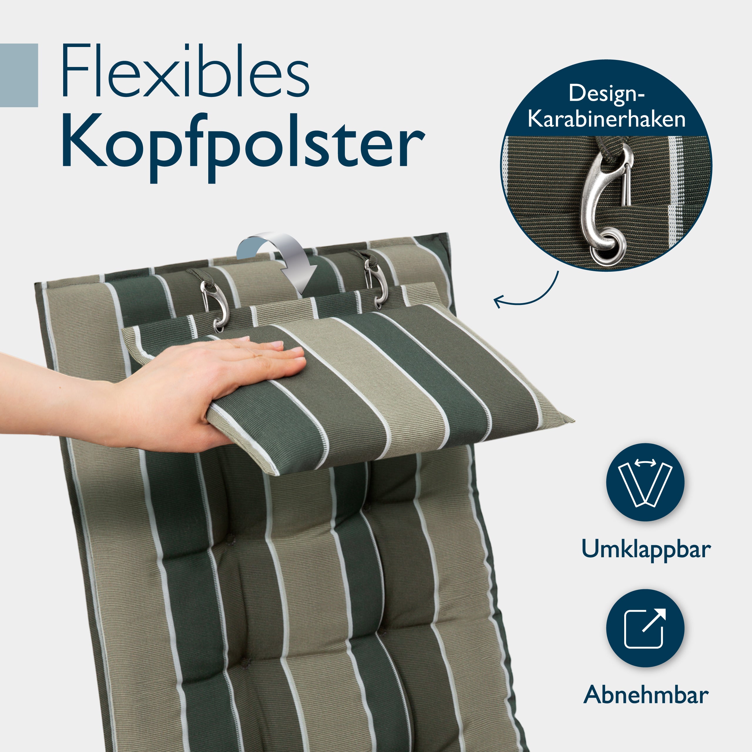 Beautissu Hochlehner Stuhlauflage 120x50x8 cm  – Gartenstuhl Sitzkisse