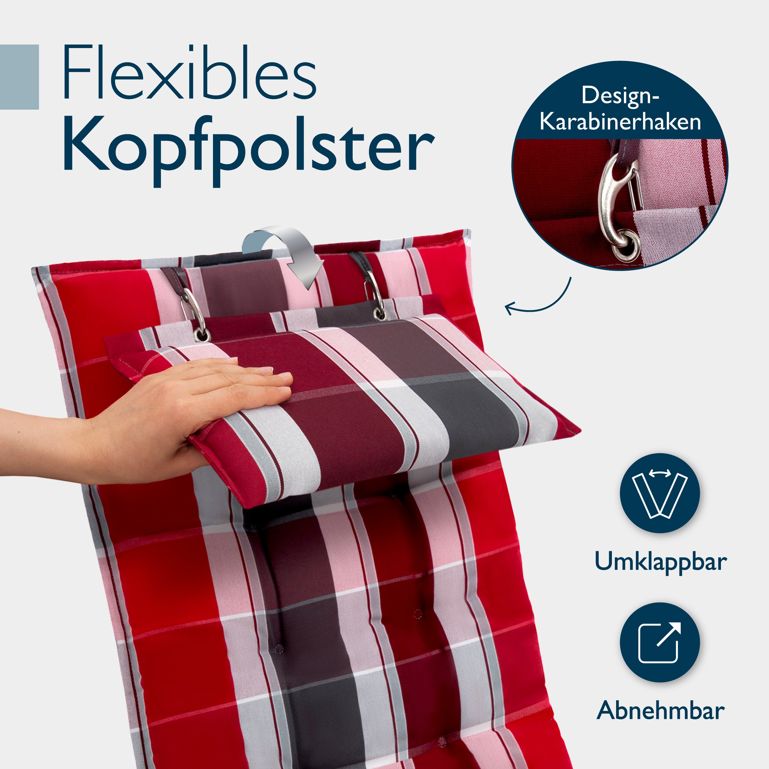 Beautissu Hochlehner Stuhlauflage 120x50x8 cm  – Gartenstuhl Sitzkisse