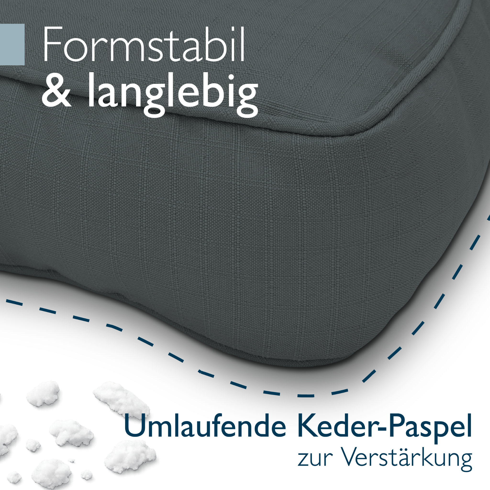 Outdoor Lounge Rückenkissen & Sitzkissen 10/12 cm dick Anthrazit - Loungekissen xLuna