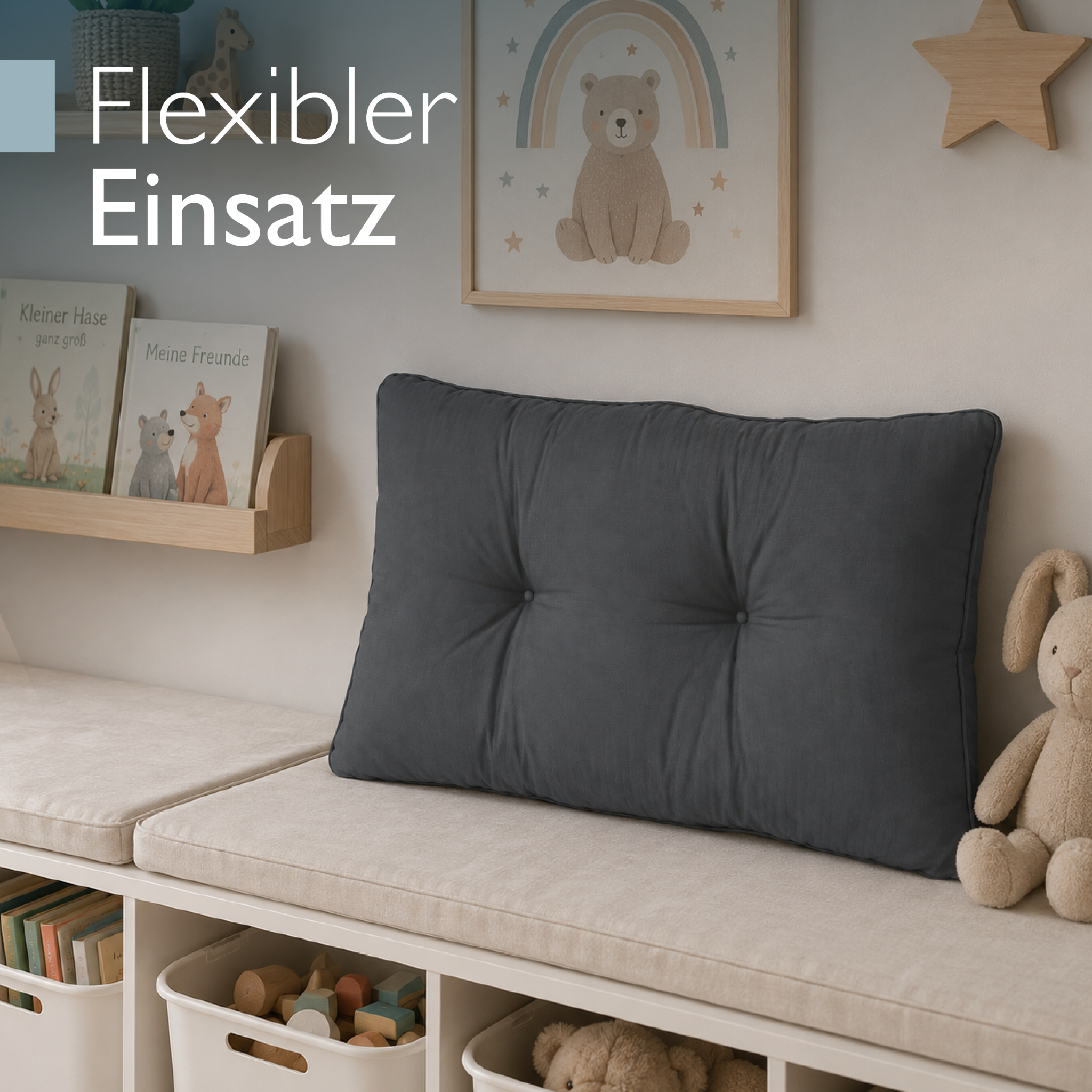 Outdoor Lounge Rückenkissen & Sitzkissen 10/12 cm dick Anthrazit - Loungekissen xLuna