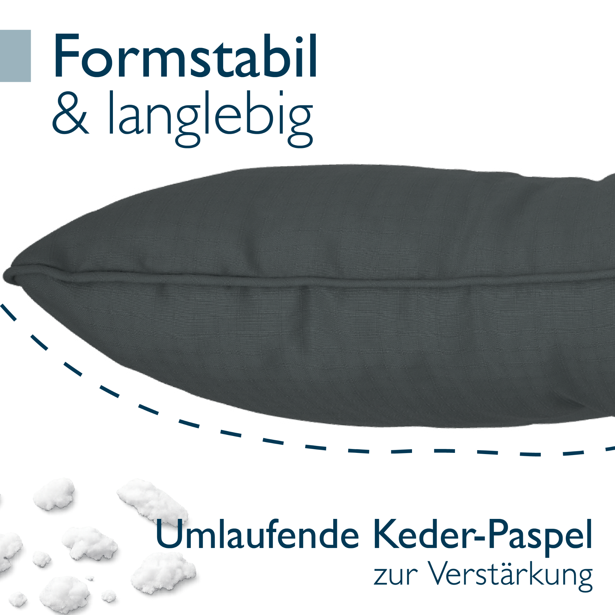 Outdoor Lounge Rückenkissen & Sitzkissen 10/12 cm dick Anthrazit - Loungekissen xLuna