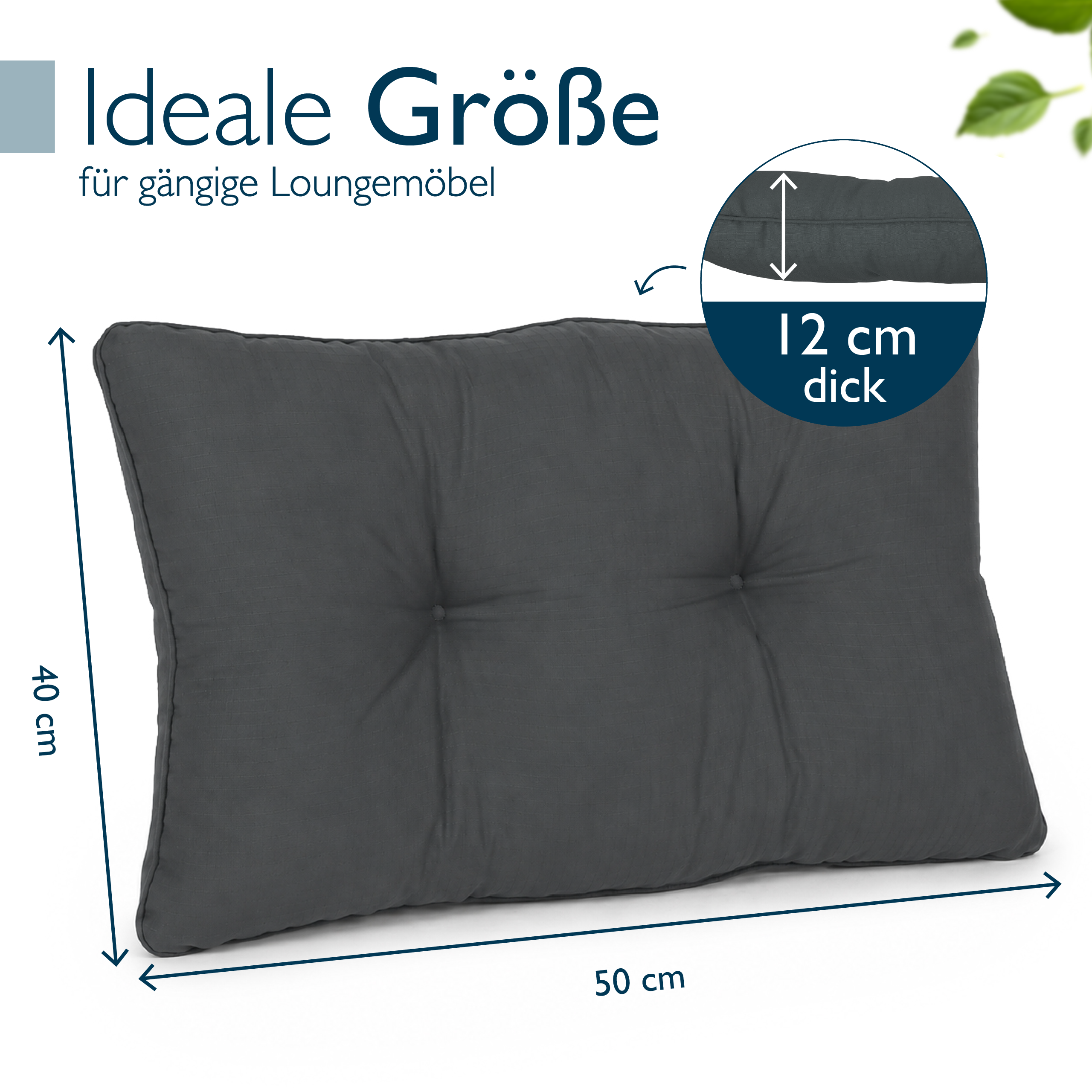 Outdoor Lounge Rückenkissen & Sitzkissen 10/12 cm dick Anthrazit - Loungekissen xLuna