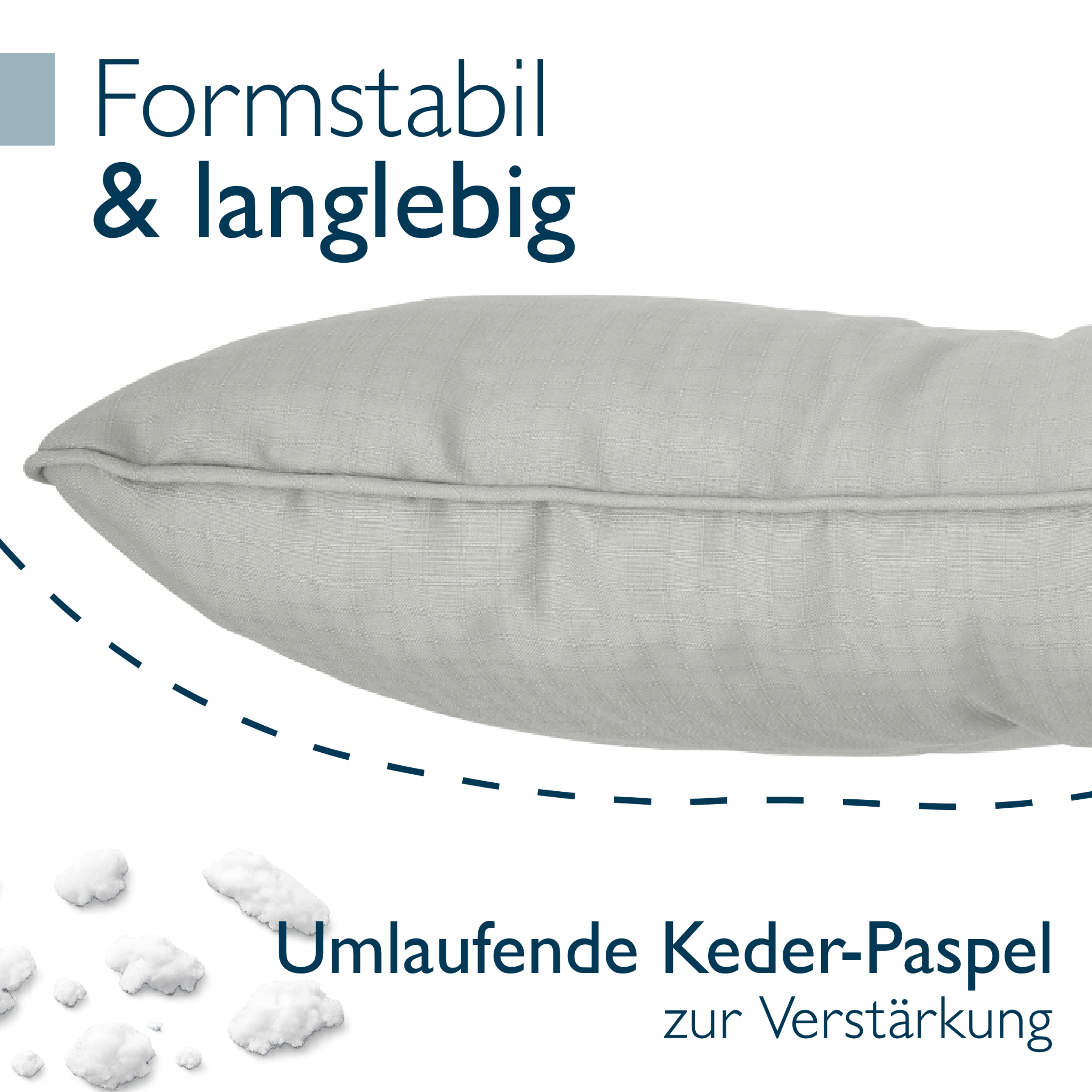 Hellgraues Beautissu Outdoor Lounge Rückenkissen und Sitzkissen mit Karostruktur, 10/12 cm dick, pflegeleicht und formstabil