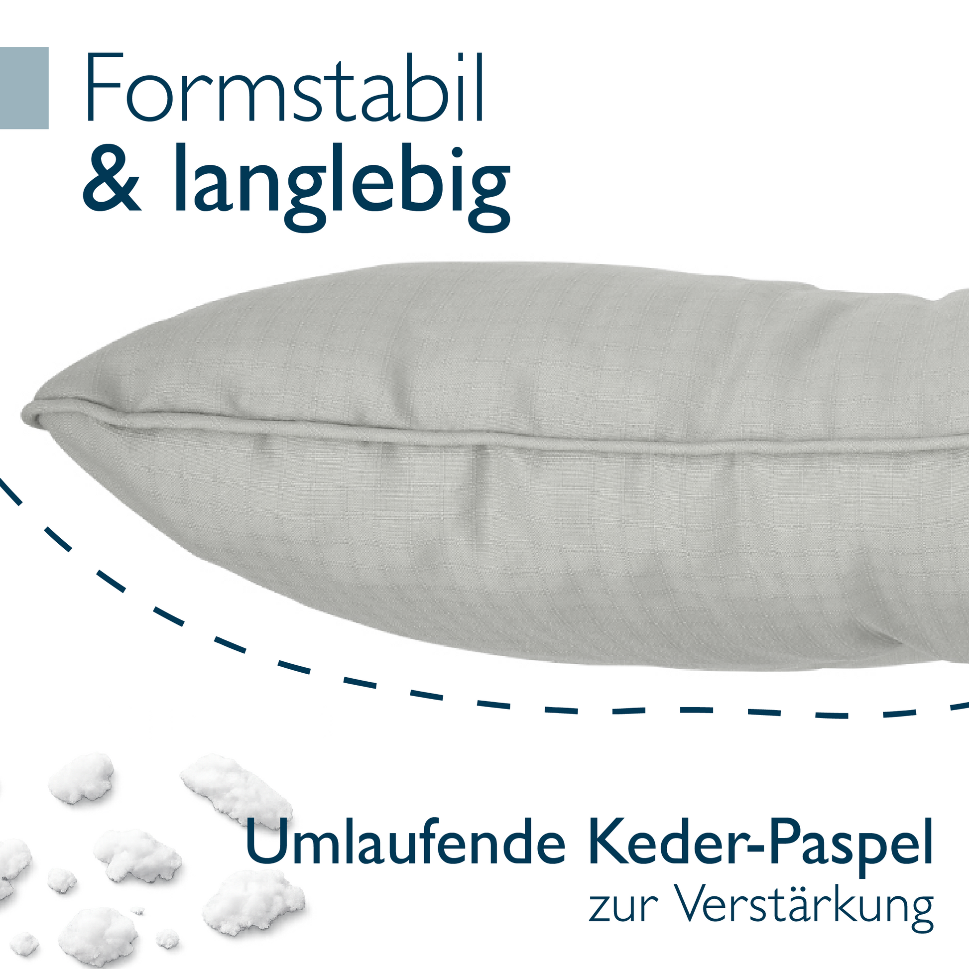 Hellgraue Beautissu Outdoor Lounge Rückenkissen und Sitzkissen mit 10-12 cm Dicke, Karostruktur, formstabil und pflegeleicht