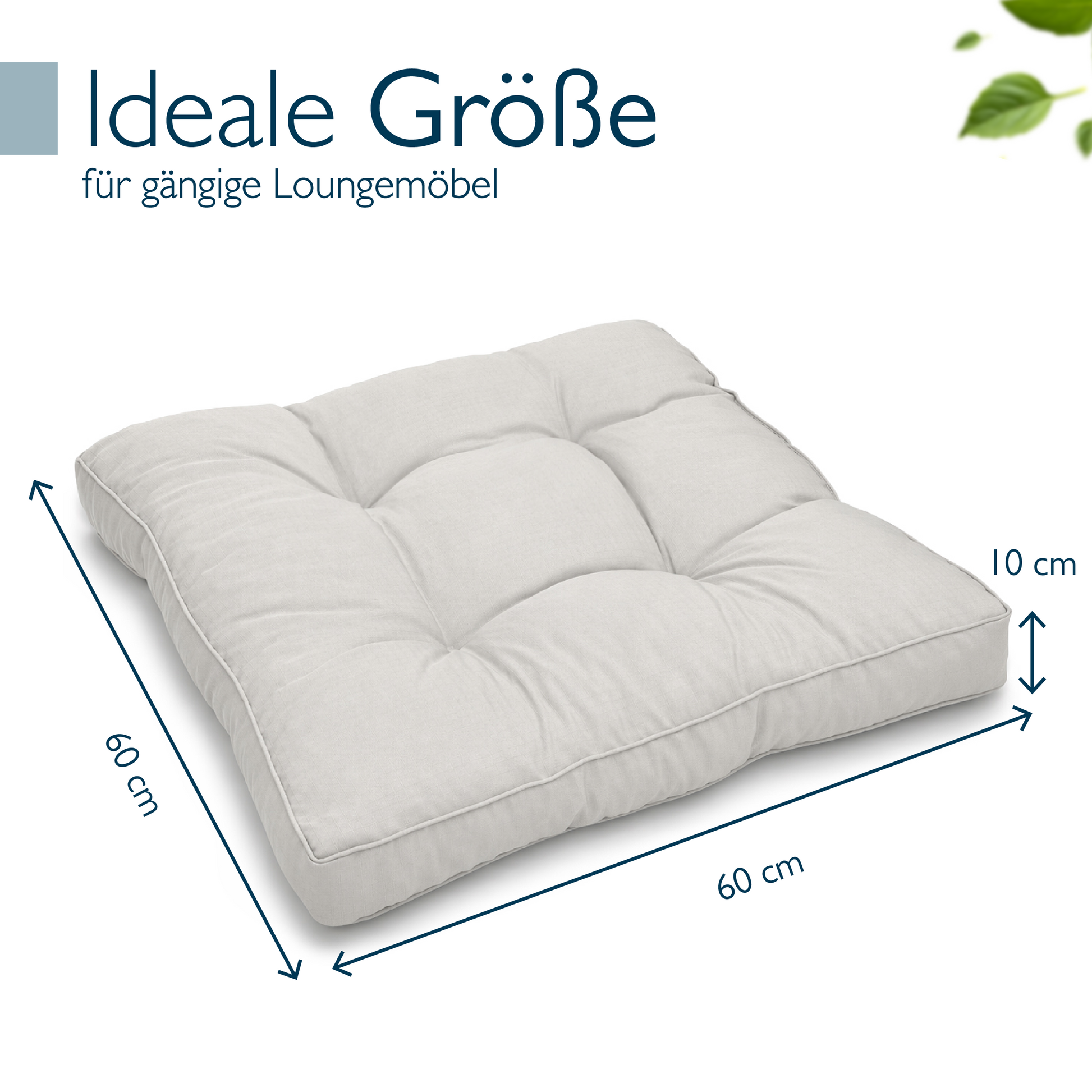 Hellgraue Beautissu Outdoor Lounge Rückenkissen und Sitzkissen mit 10-12 cm Stärke und Karostruktur