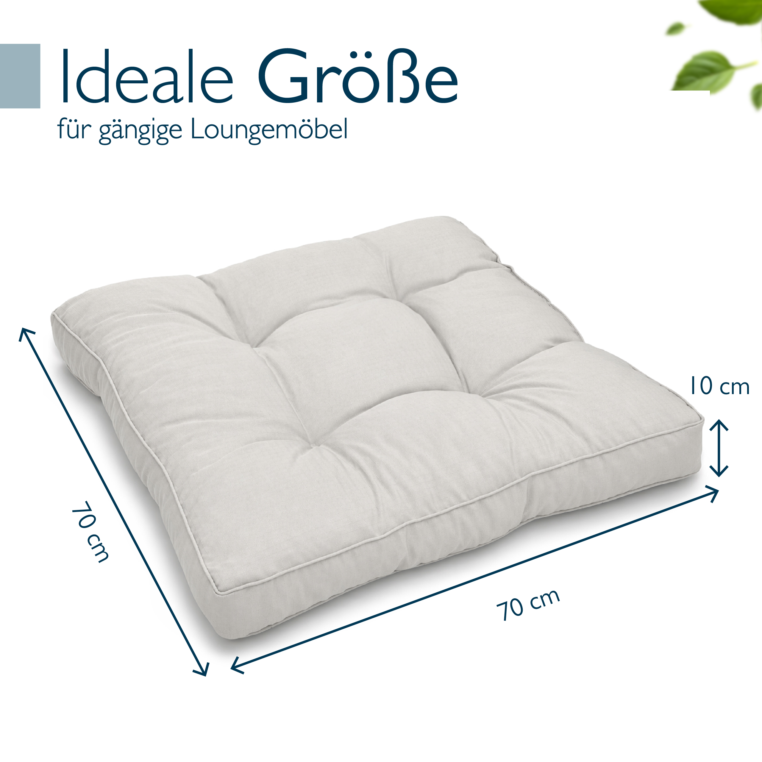 Hellgraues Beautissu Outdoor Lounge Rückenkissen und Sitzkissen aus 100% Polyester mit Karostruktur und formstabiler Schaumstofffüllung