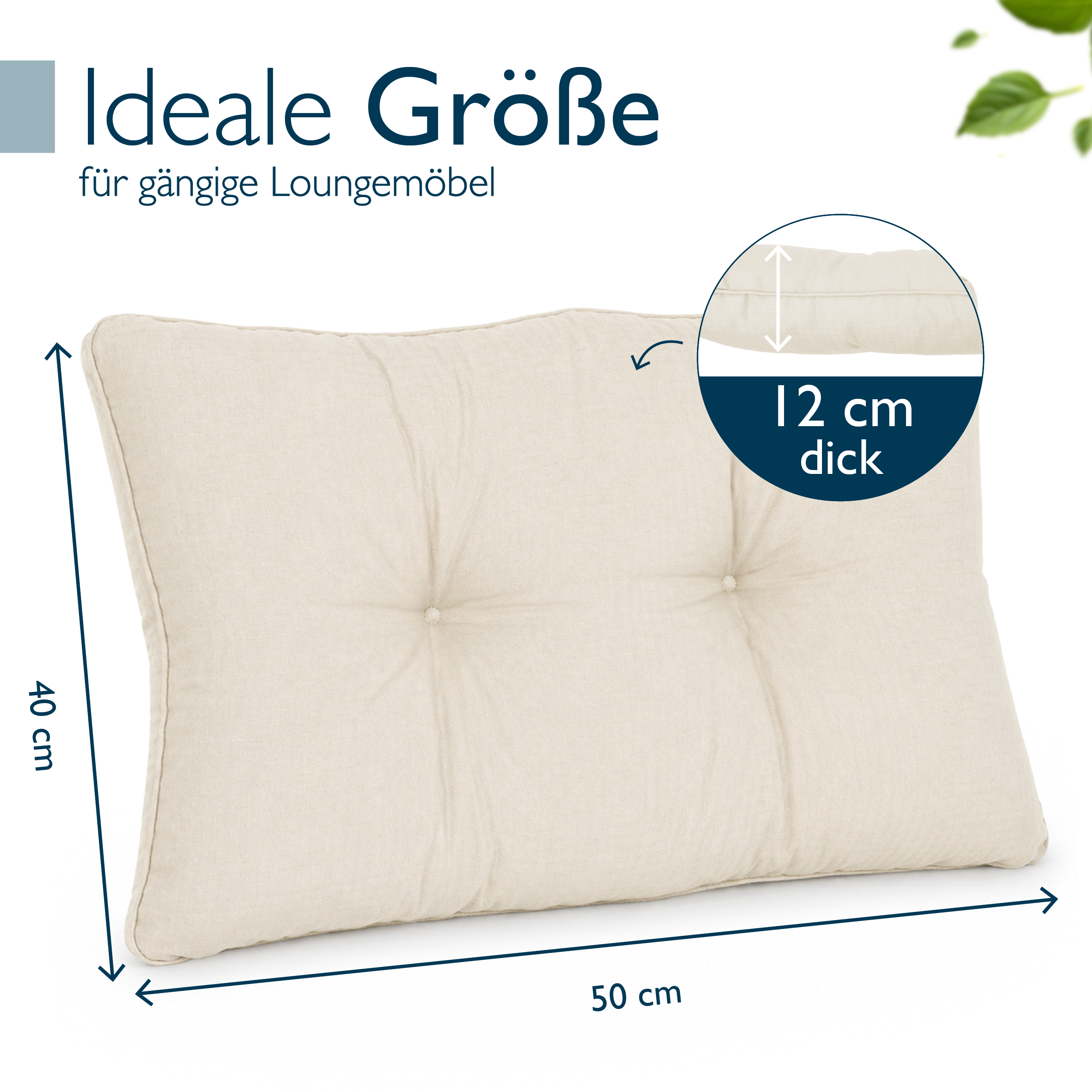 Outdoor Lounge Rückenkissen & Sitzkissen 10/12 cm dick Natur - Loungekissen xLuna