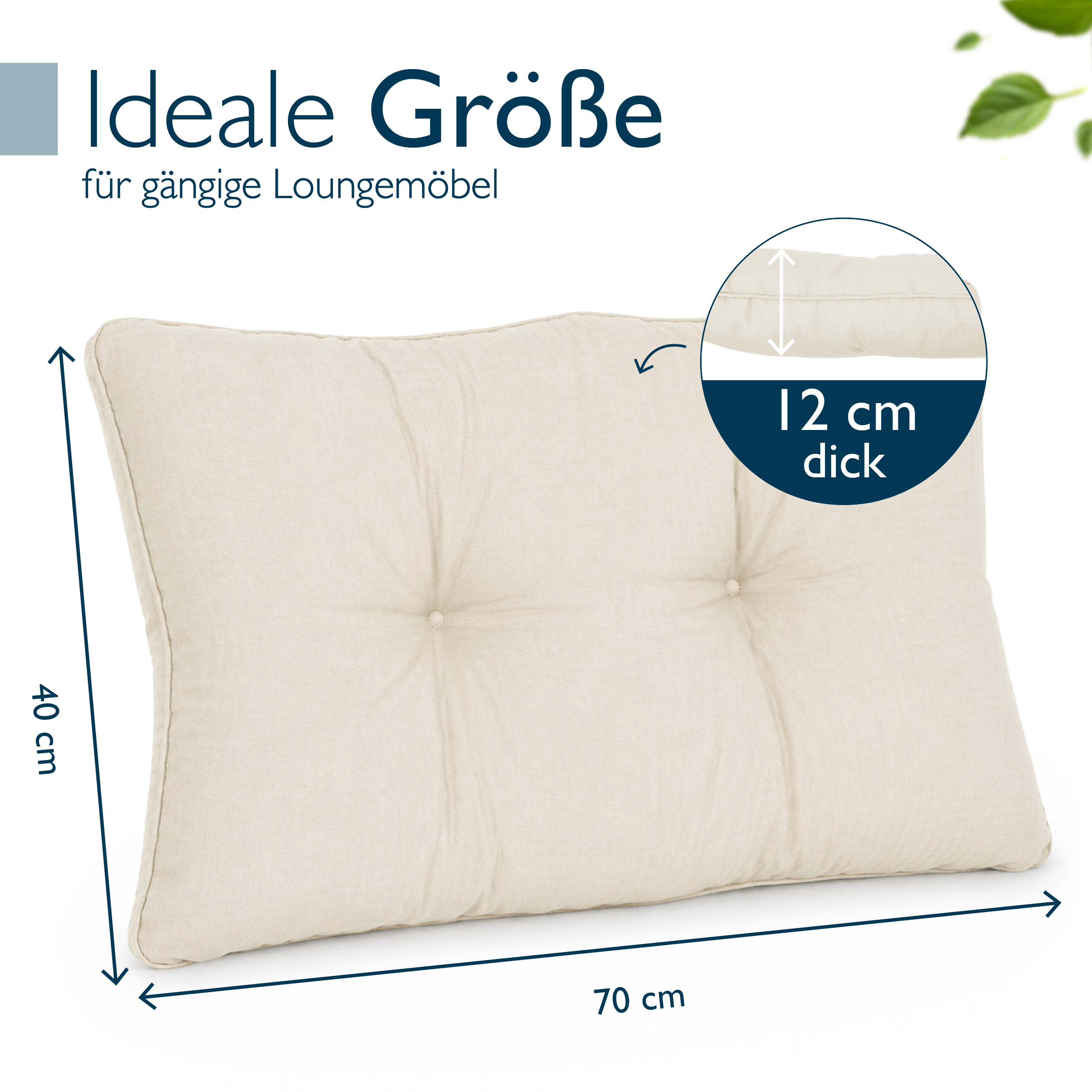 Outdoor Lounge Rückenkissen & Sitzkissen 10/12 cm dick Natur - Loungekissen xLuna