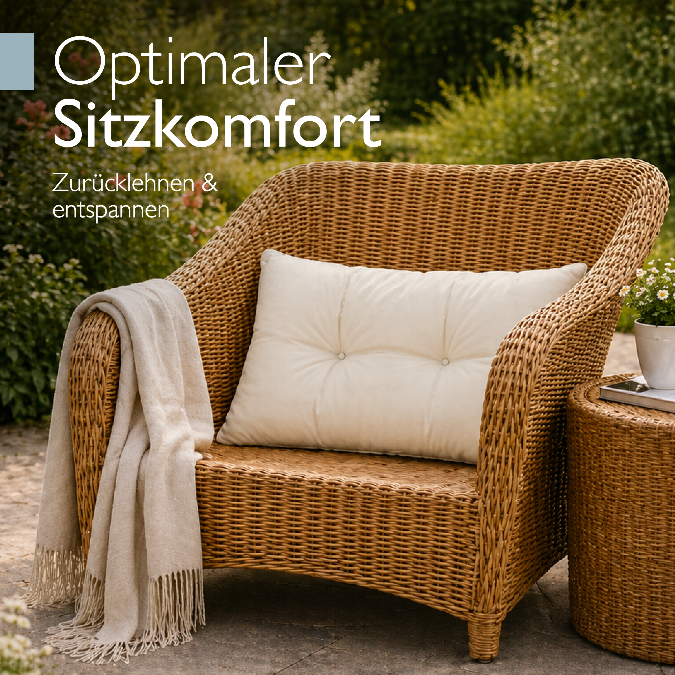 Outdoor Lounge Rückenkissen & Sitzkissen 10/12 cm dick Natur - Loungekissen xLuna