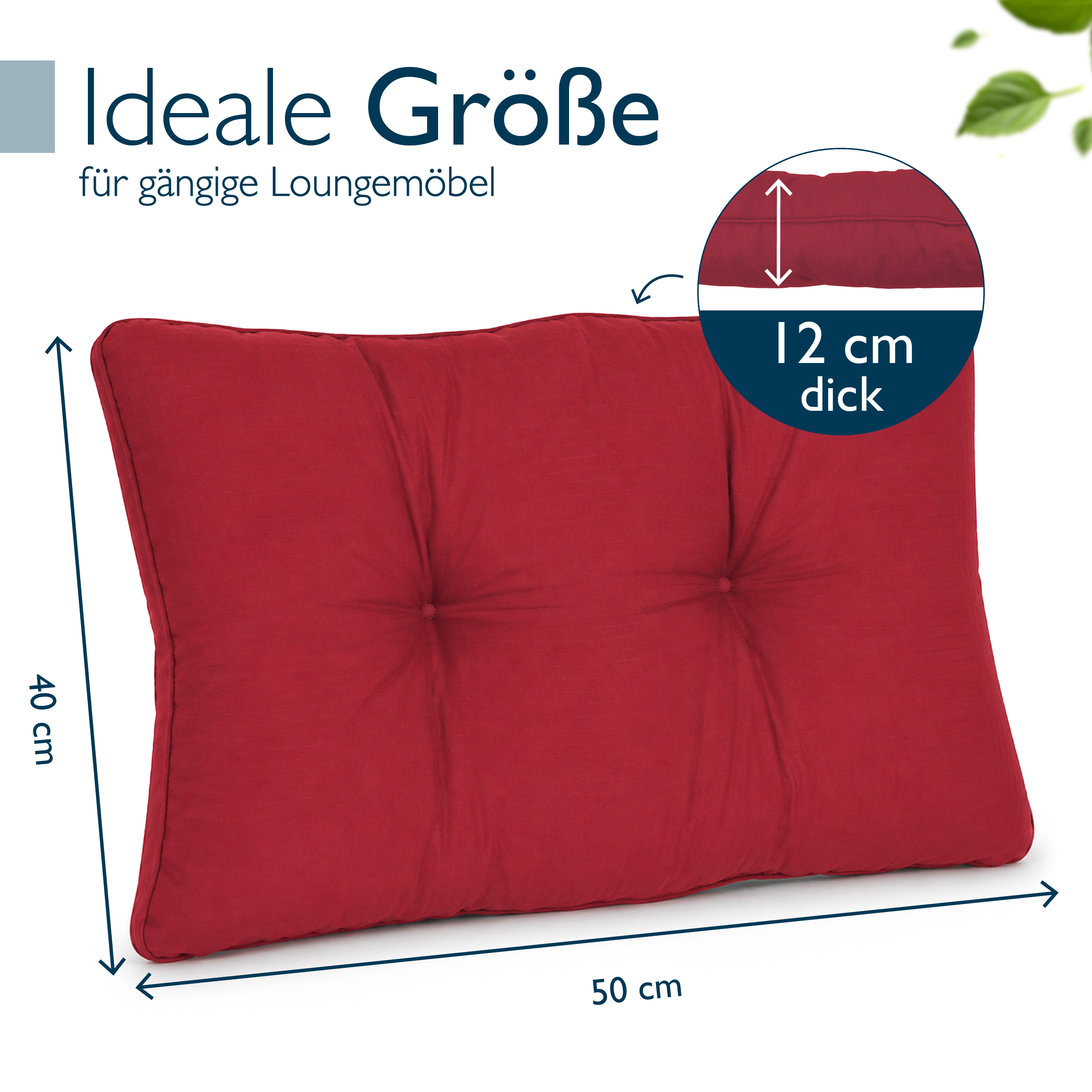 Outdoor Lounge Rückenkissen & Sitzkissen 10/12 cm dick Rot - Loungekissen xLuna