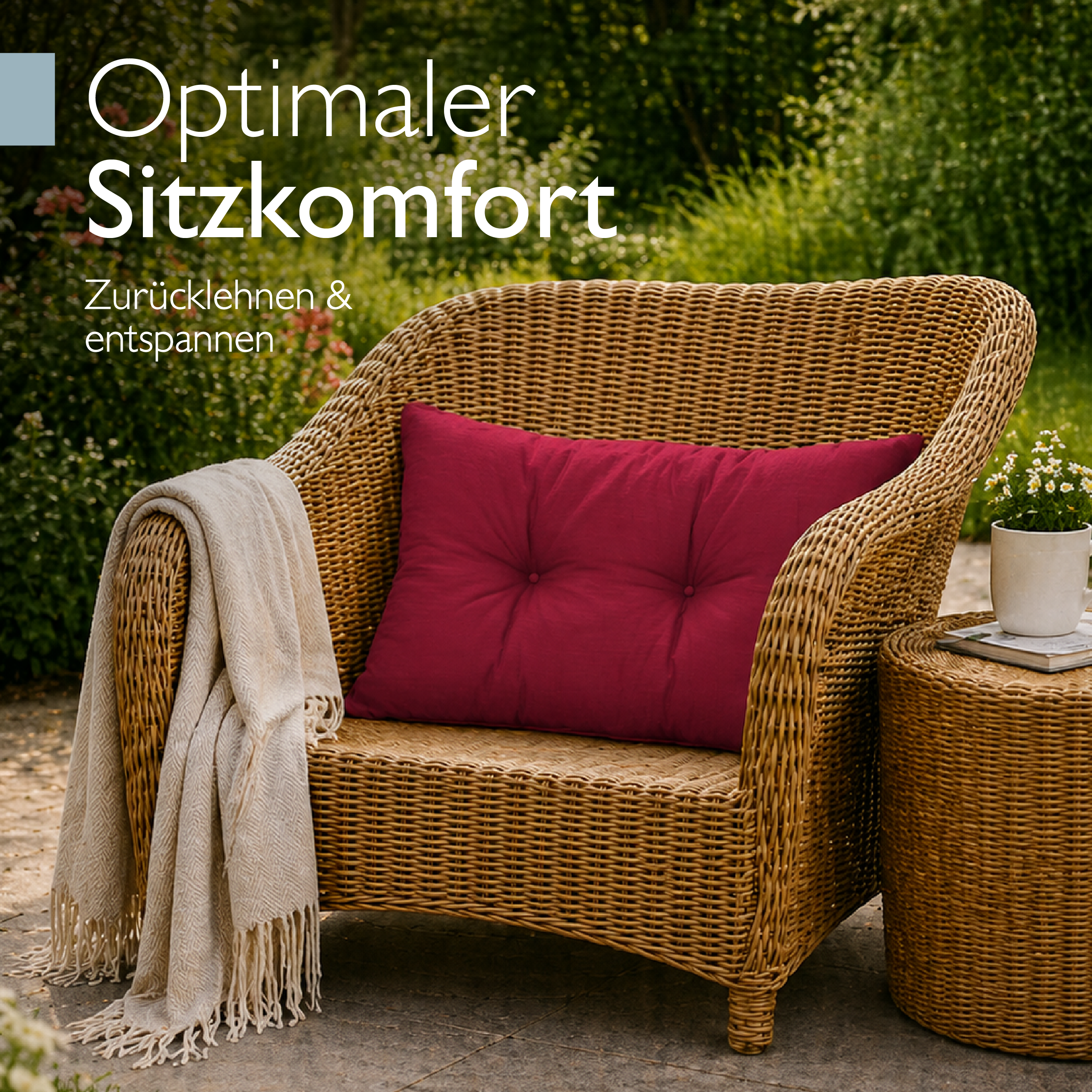 Outdoor Lounge Rückenkissen & Sitzkissen 10/12 cm dick Rot - Loungekissen xLuna
