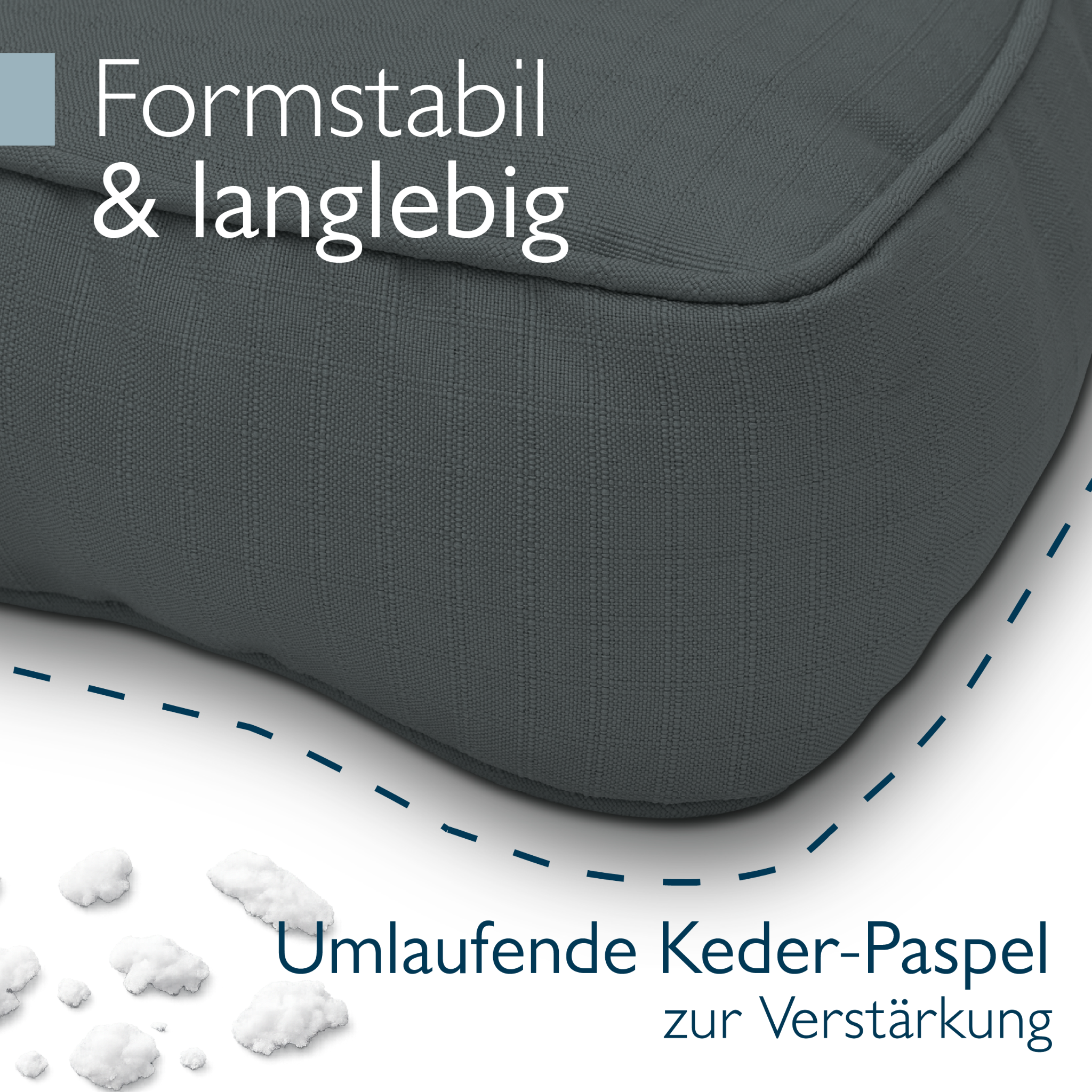 Outdoor Lounge Rückenkissen & Sitzkissen 10/12 cm dick Anthrazit - Loungekissen xLuna
