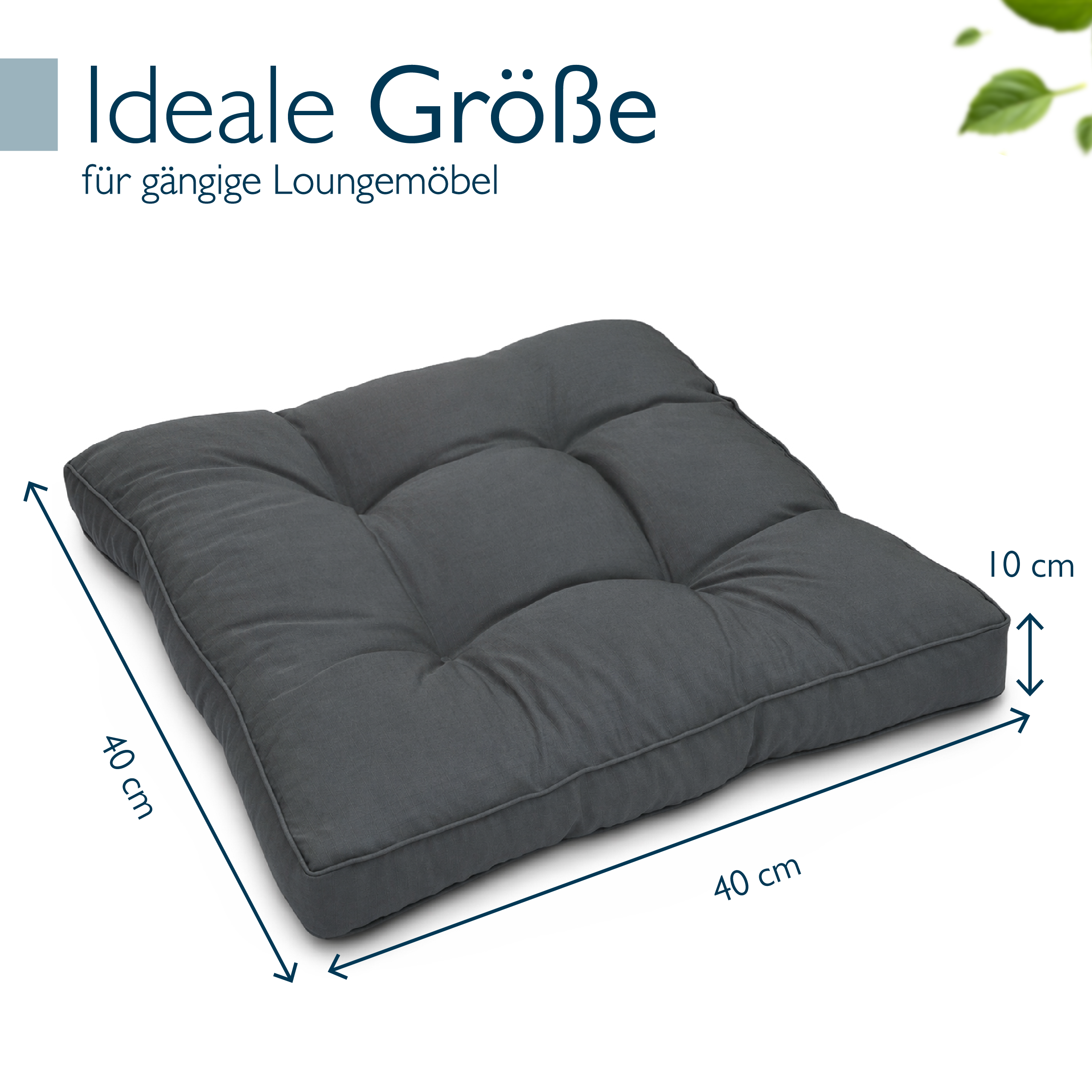 Outdoor Lounge Rückenkissen & Sitzkissen 10/12 cm dick Anthrazit - Loungekissen xLuna