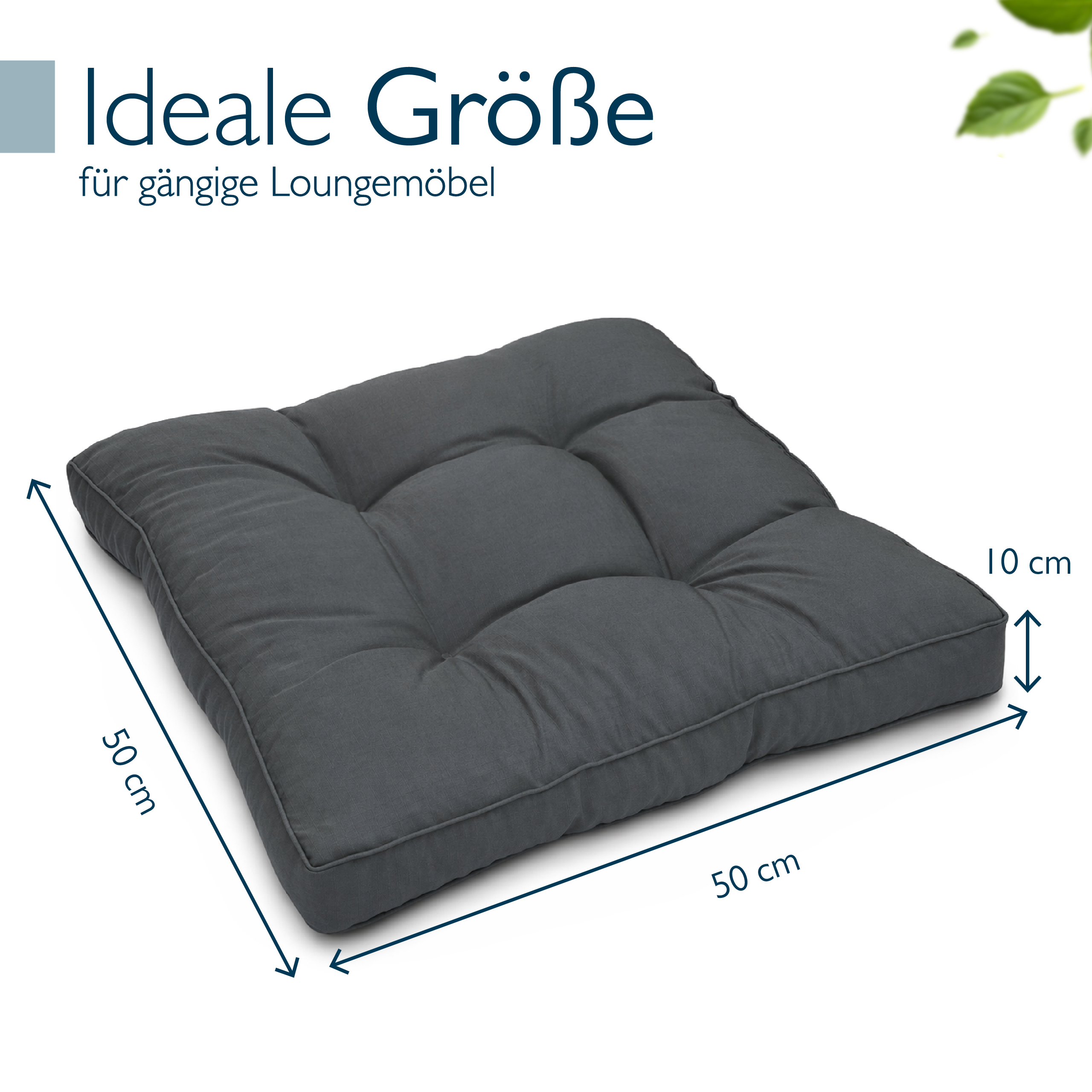 Outdoor Lounge Rückenkissen & Sitzkissen 10/12 cm dick Anthrazit - Loungekissen xLuna