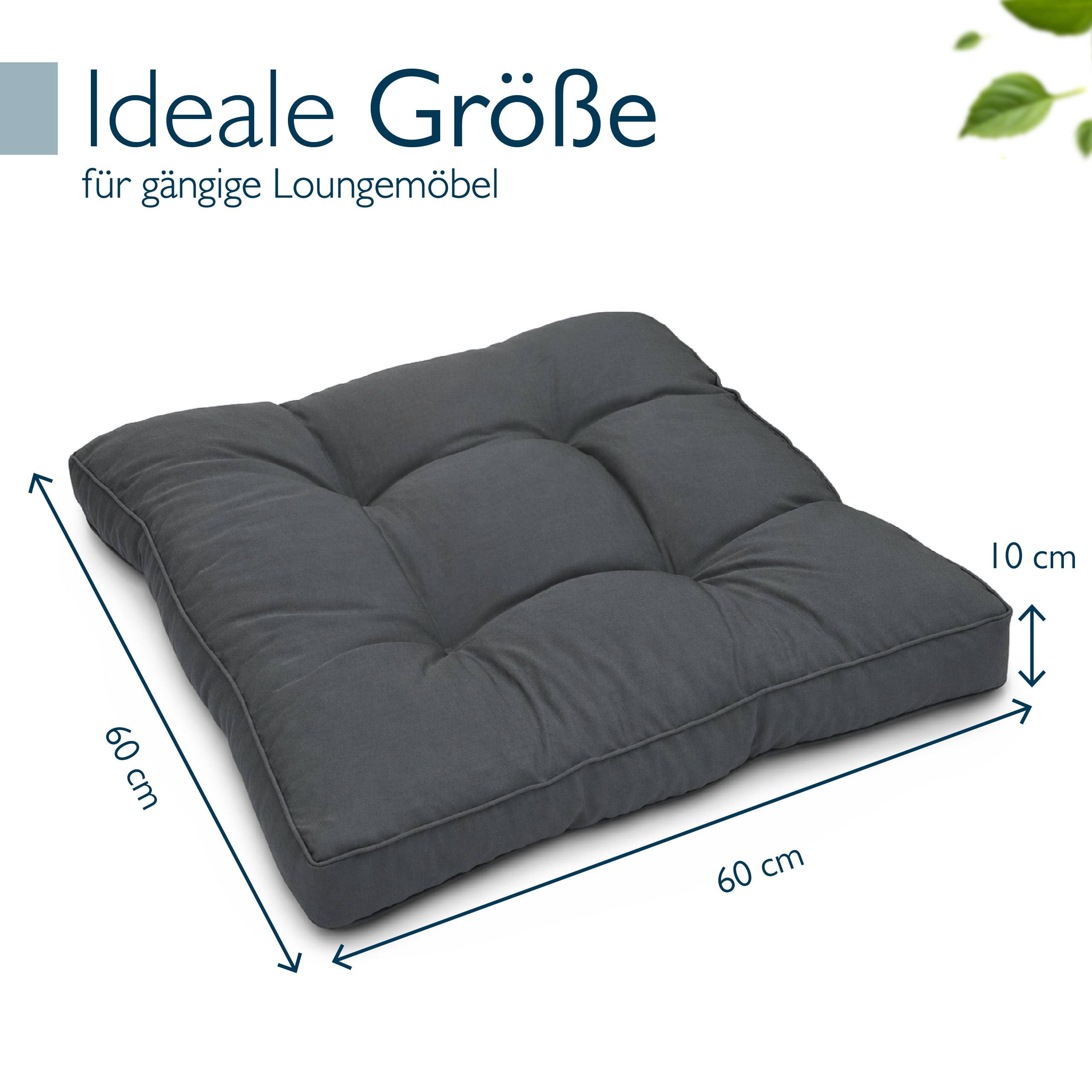 Outdoor Lounge Rückenkissen & Sitzkissen 10/12 cm dick Anthrazit - Loungekissen xLuna