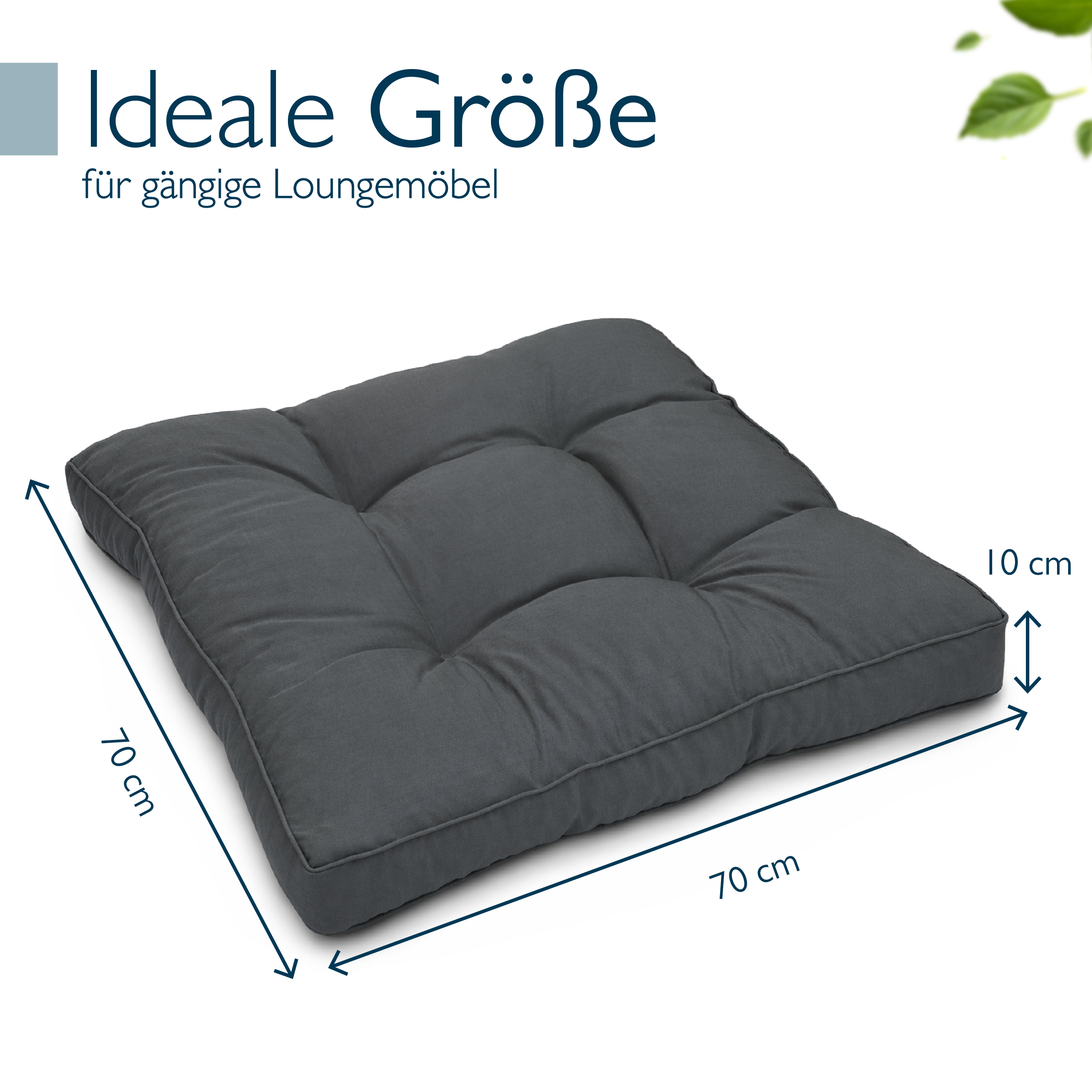 Outdoor Lounge Rückenkissen & Sitzkissen 10/12 cm dick Anthrazit - Loungekissen xLuna