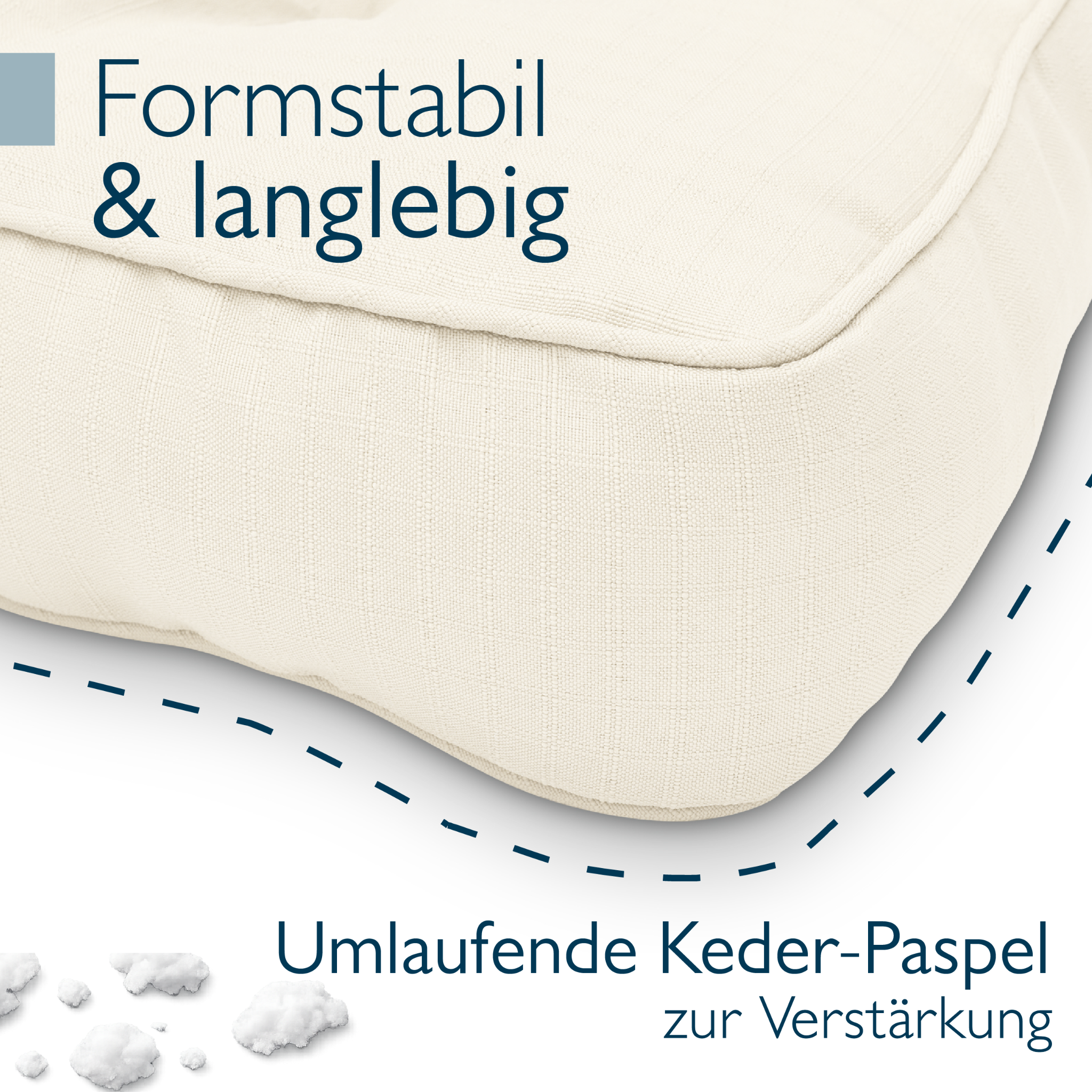 Outdoor Lounge Rückenkissen & Sitzkissen 10/12 cm dick Natur - Loungekissen xLuna