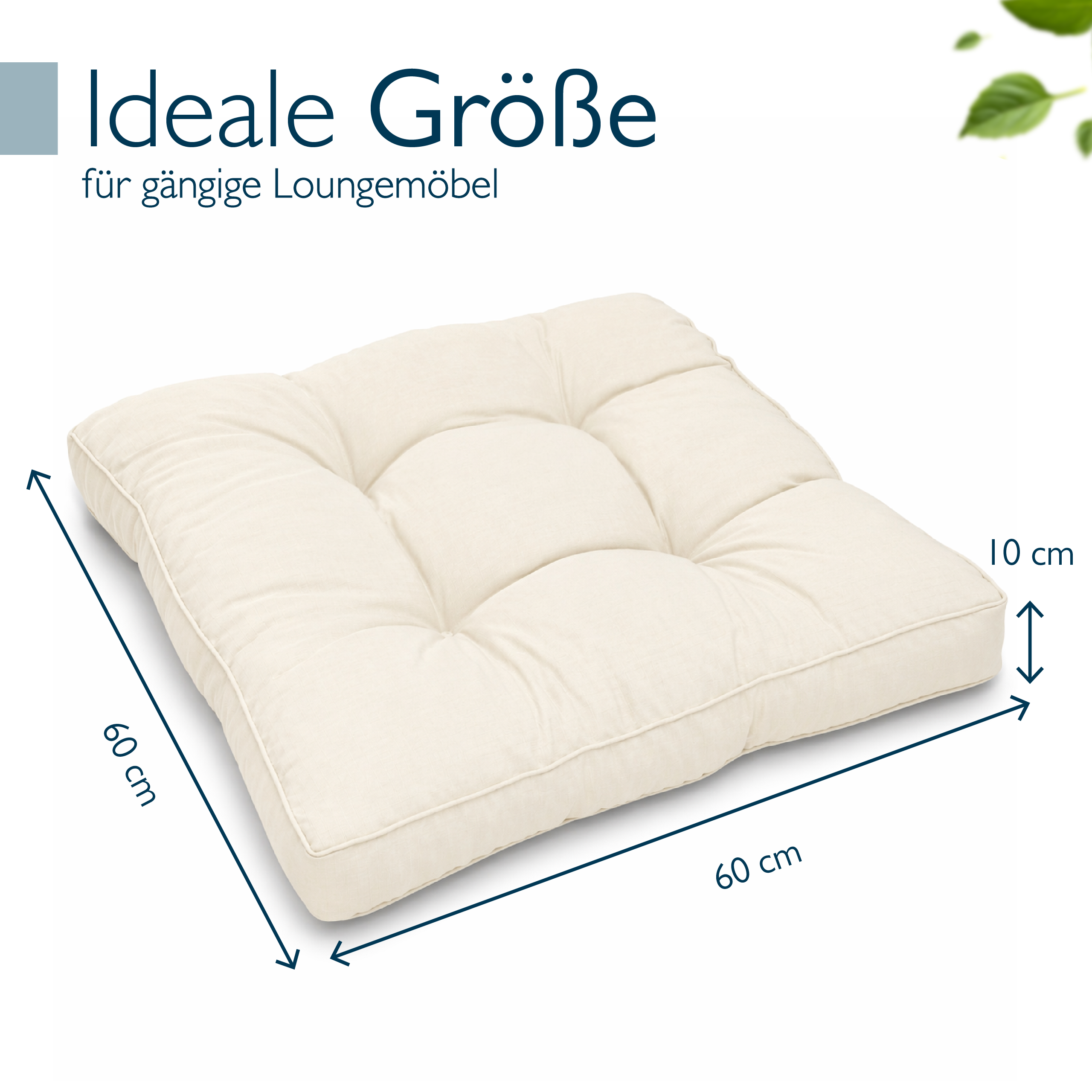 Outdoor Lounge Rückenkissen & Sitzkissen 10/12 cm dick Natur - Loungekissen xLuna